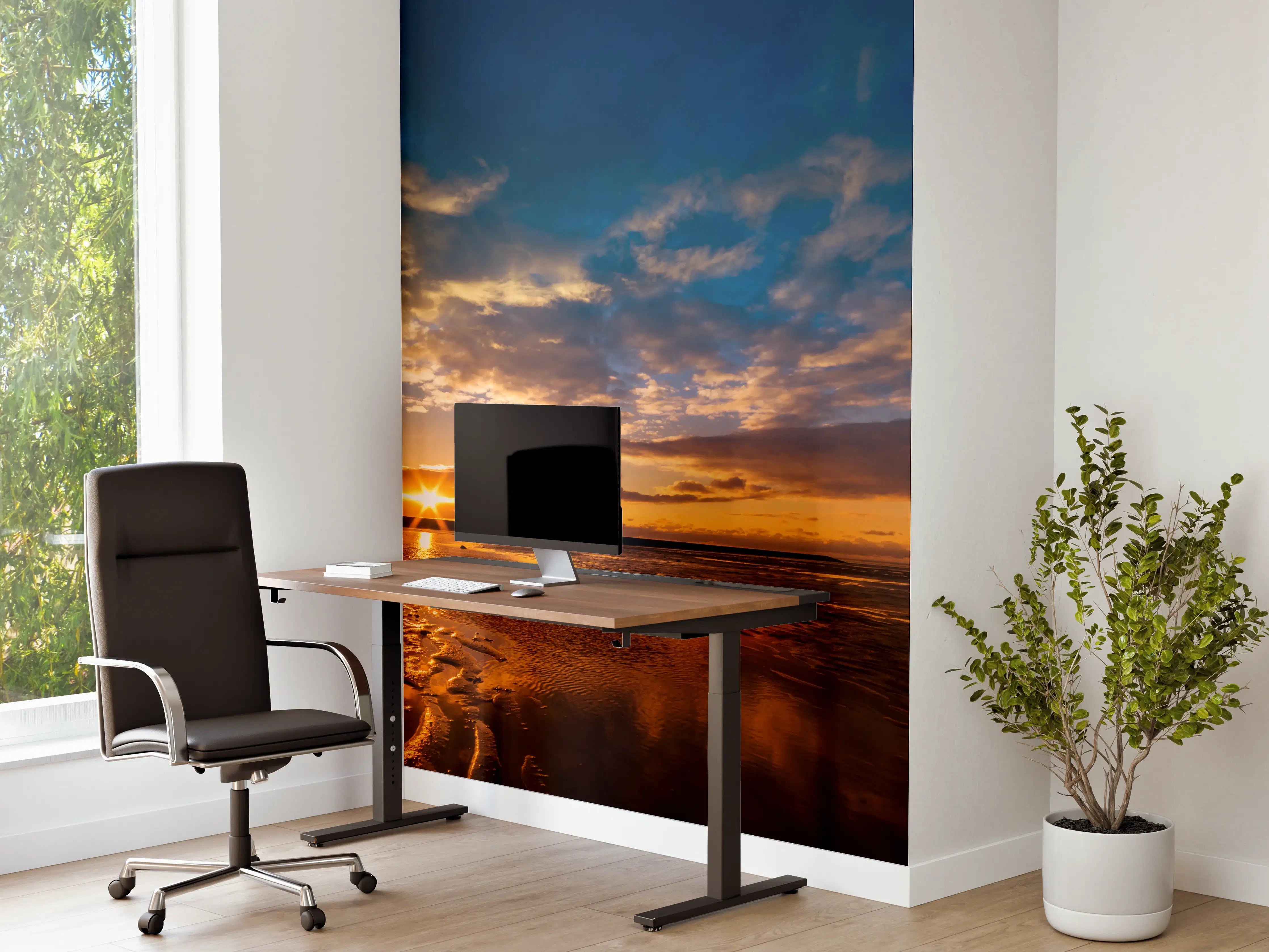 Büro Wandgestaltung - Sonnenuntergang an der Nordsee