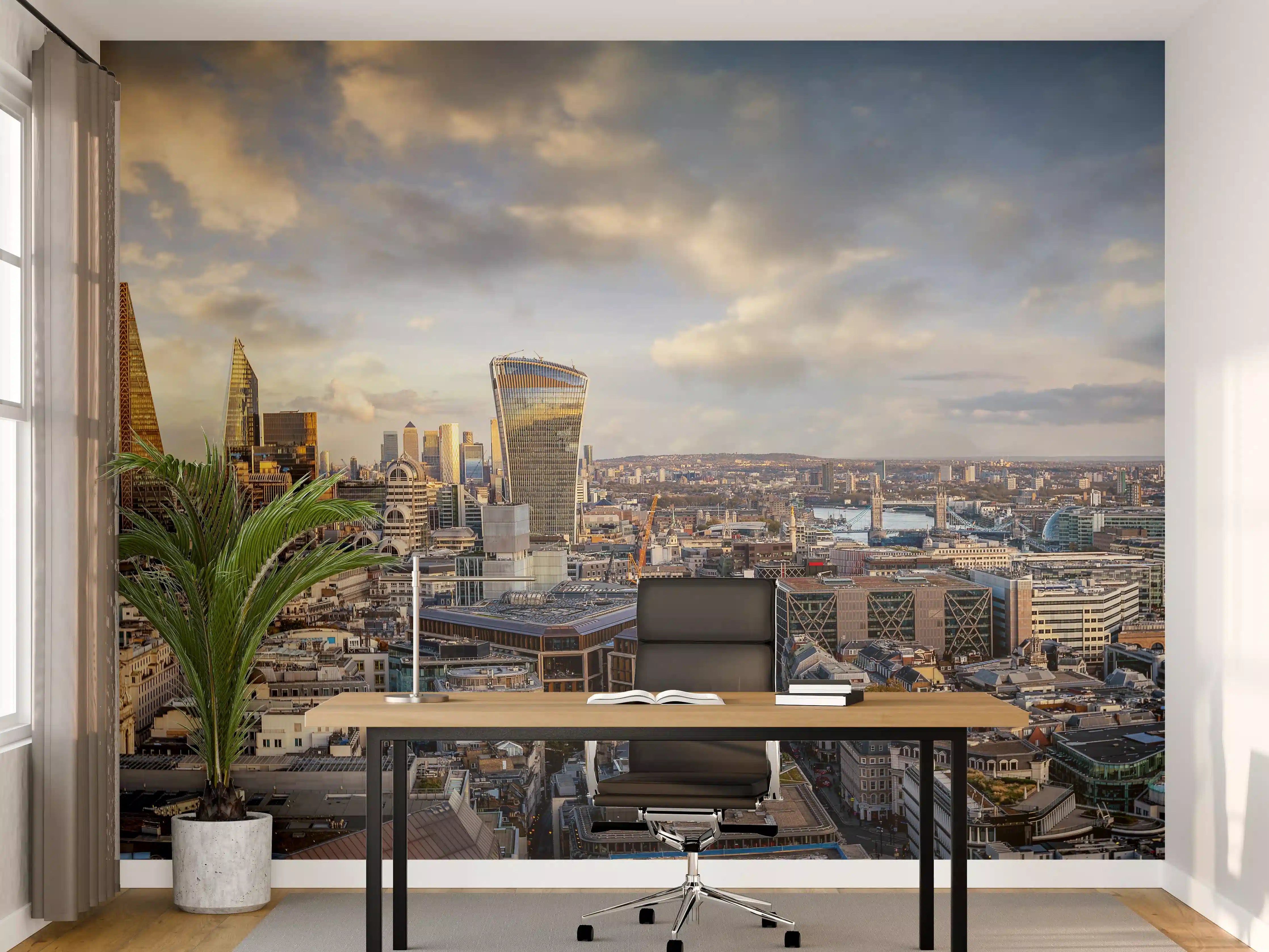 Büro Wandgestaltung - Sonnenuntergang hinter Londoner Skyline
