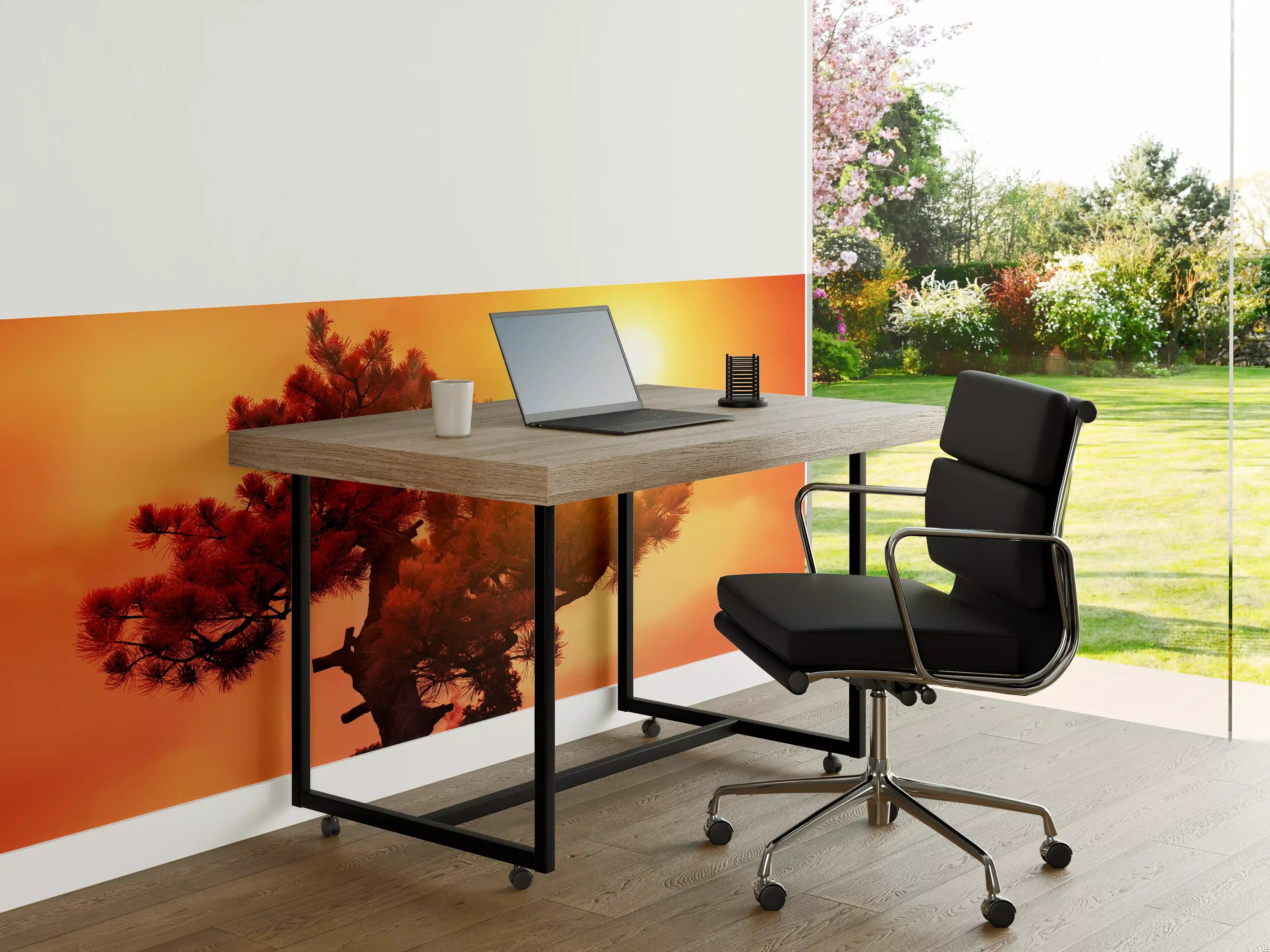 Büro Wandgestaltung - Sonnenuntergang über einem Baum mit warmen Farbtönen