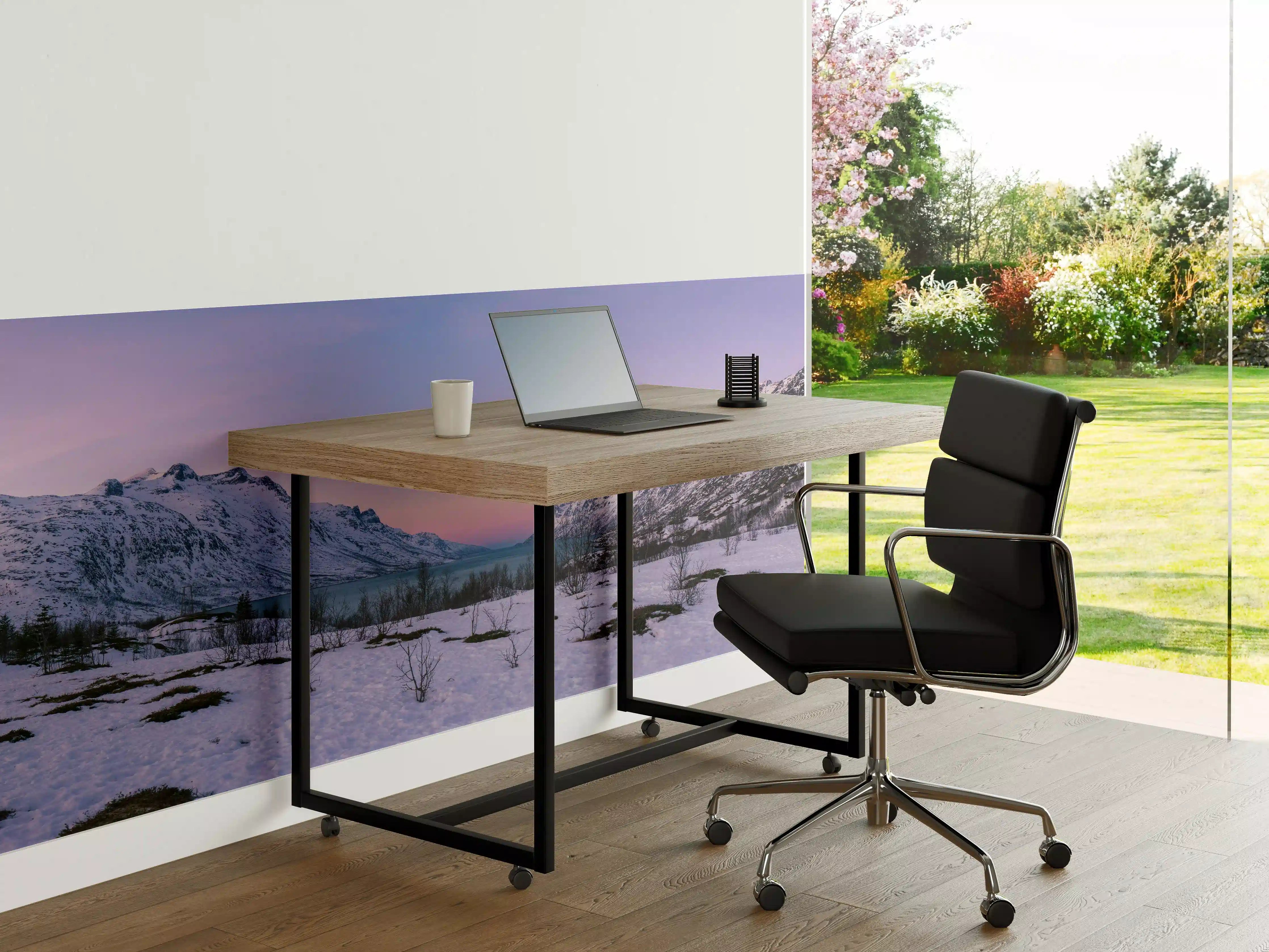 Büro Wandgestaltung - Sonnenuntergang über verschneiten Bergen