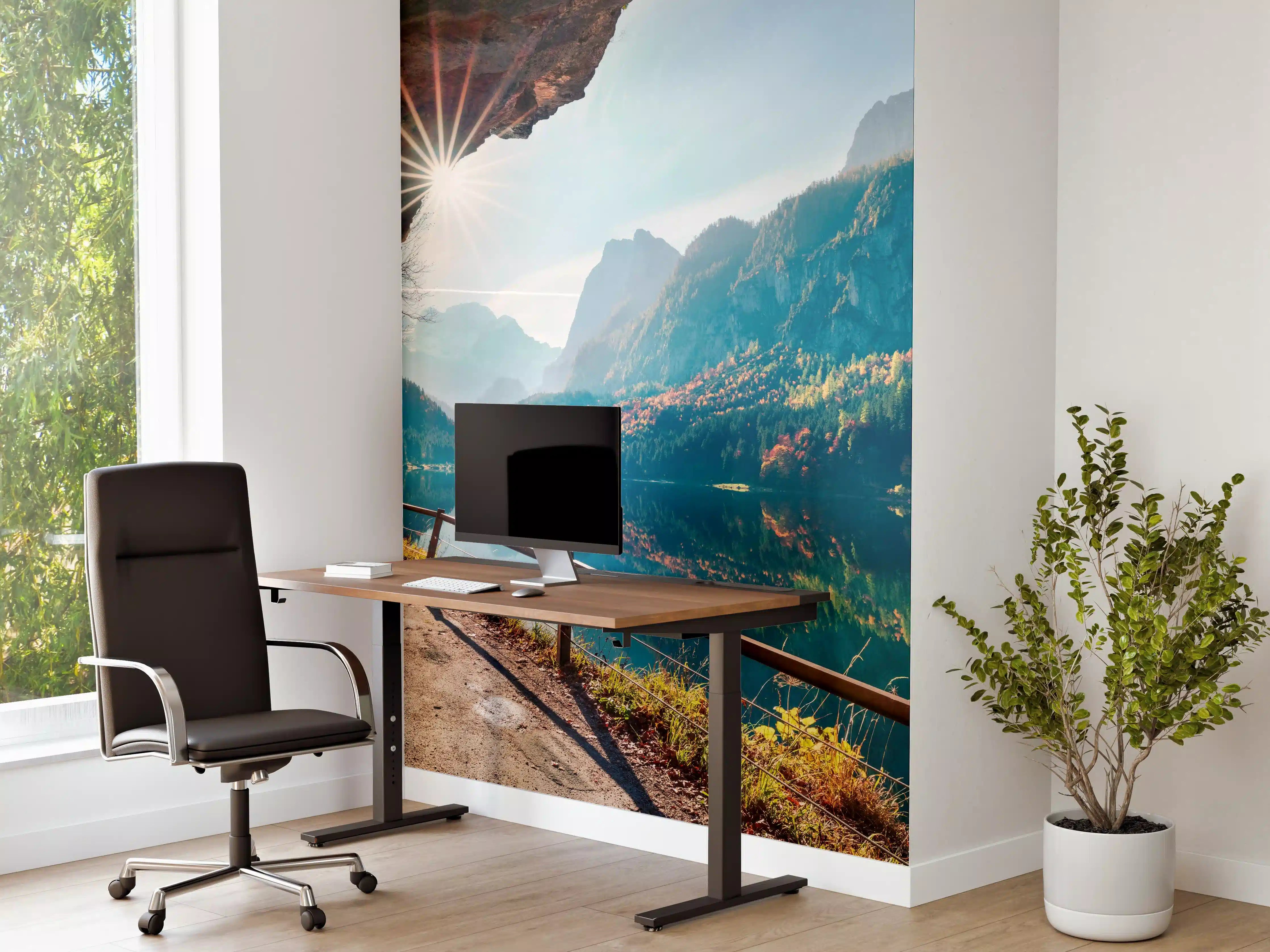 Büro Wandgestaltung - Sonnige Herbstszene am Gosausee