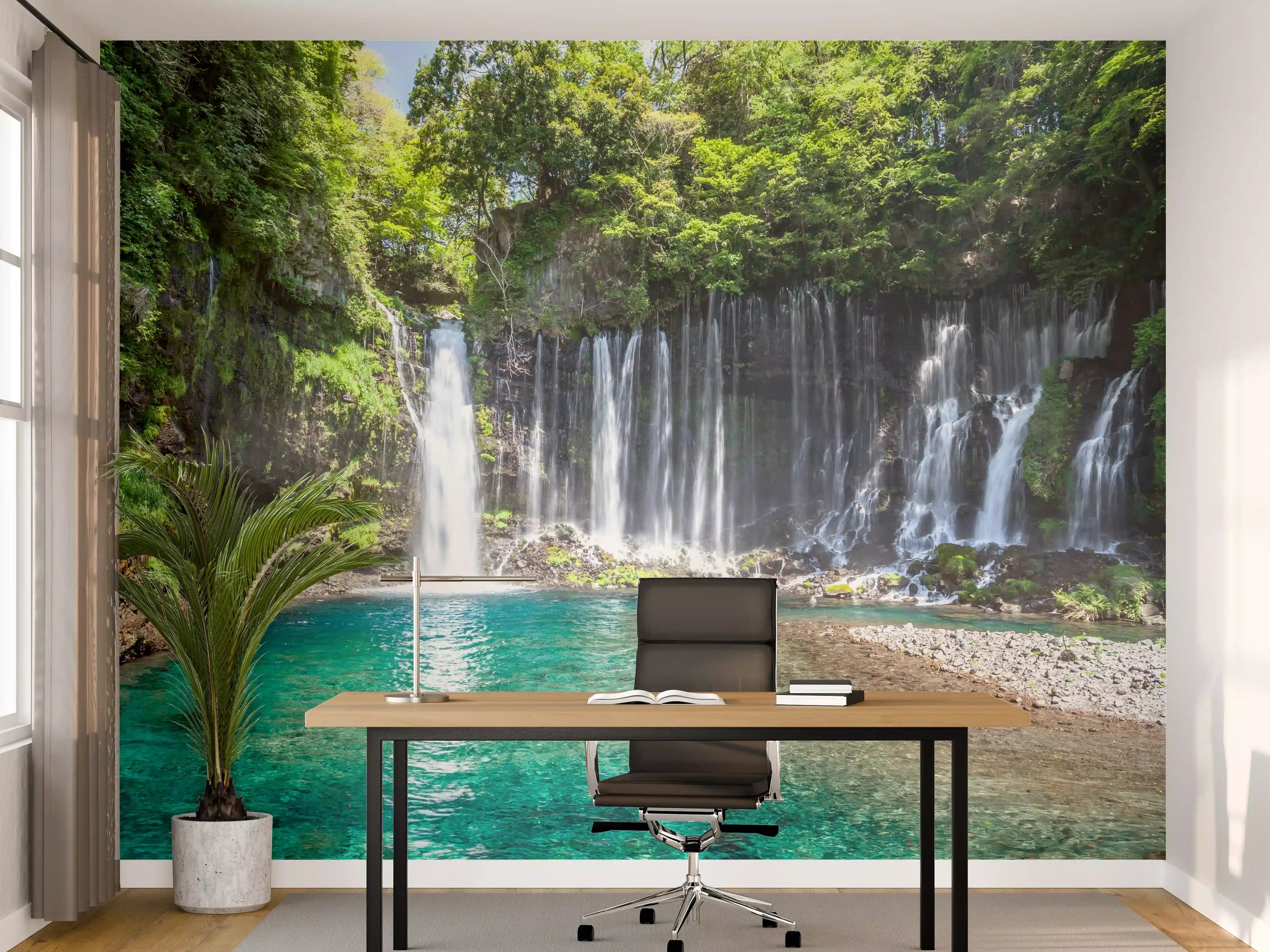 Büro Wandgestaltung - Sonniger Shiraito-Wasserfall