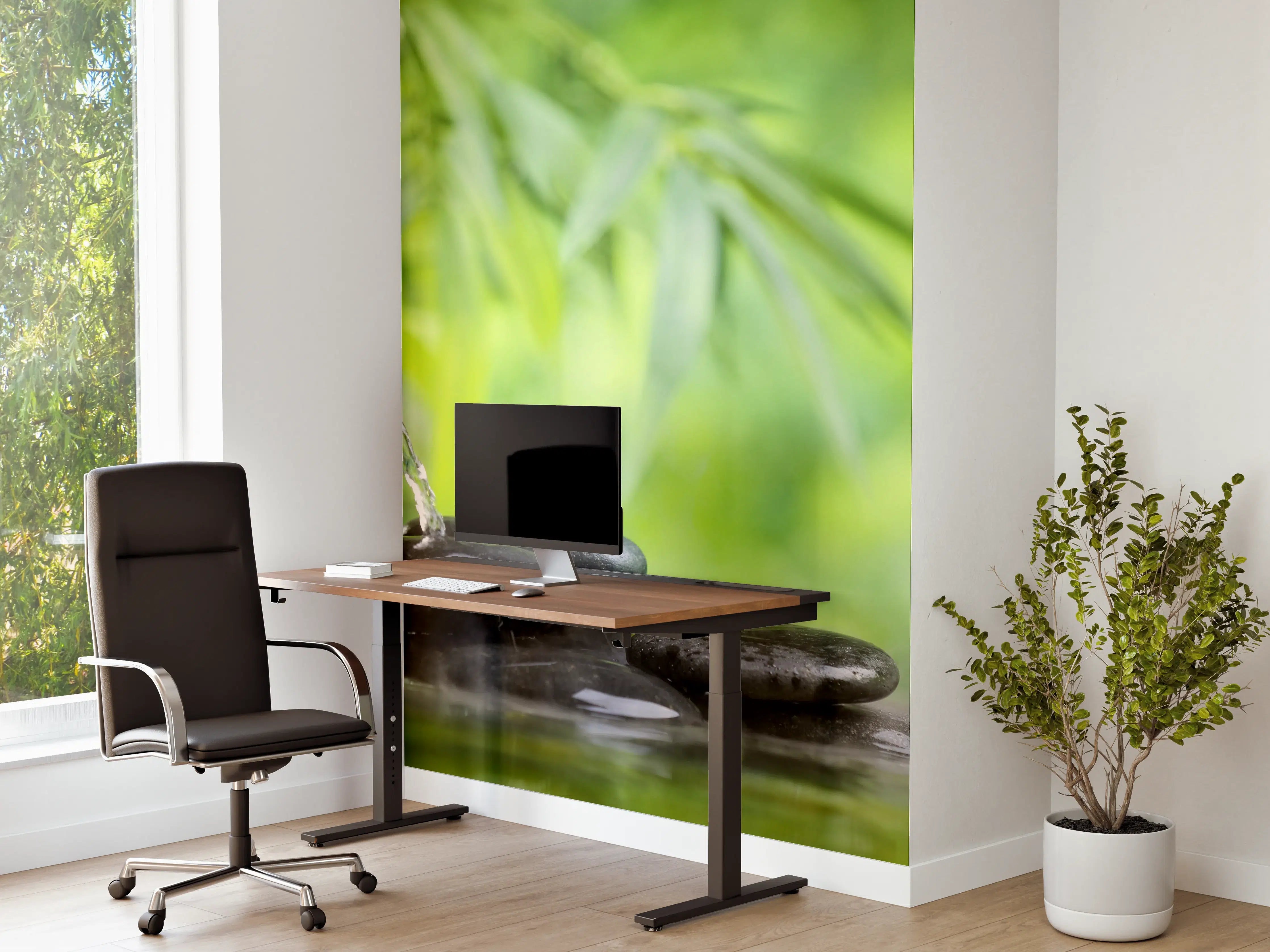 Büro Wandgestaltung - Spa-Stillleben mit Bambusbrunnen