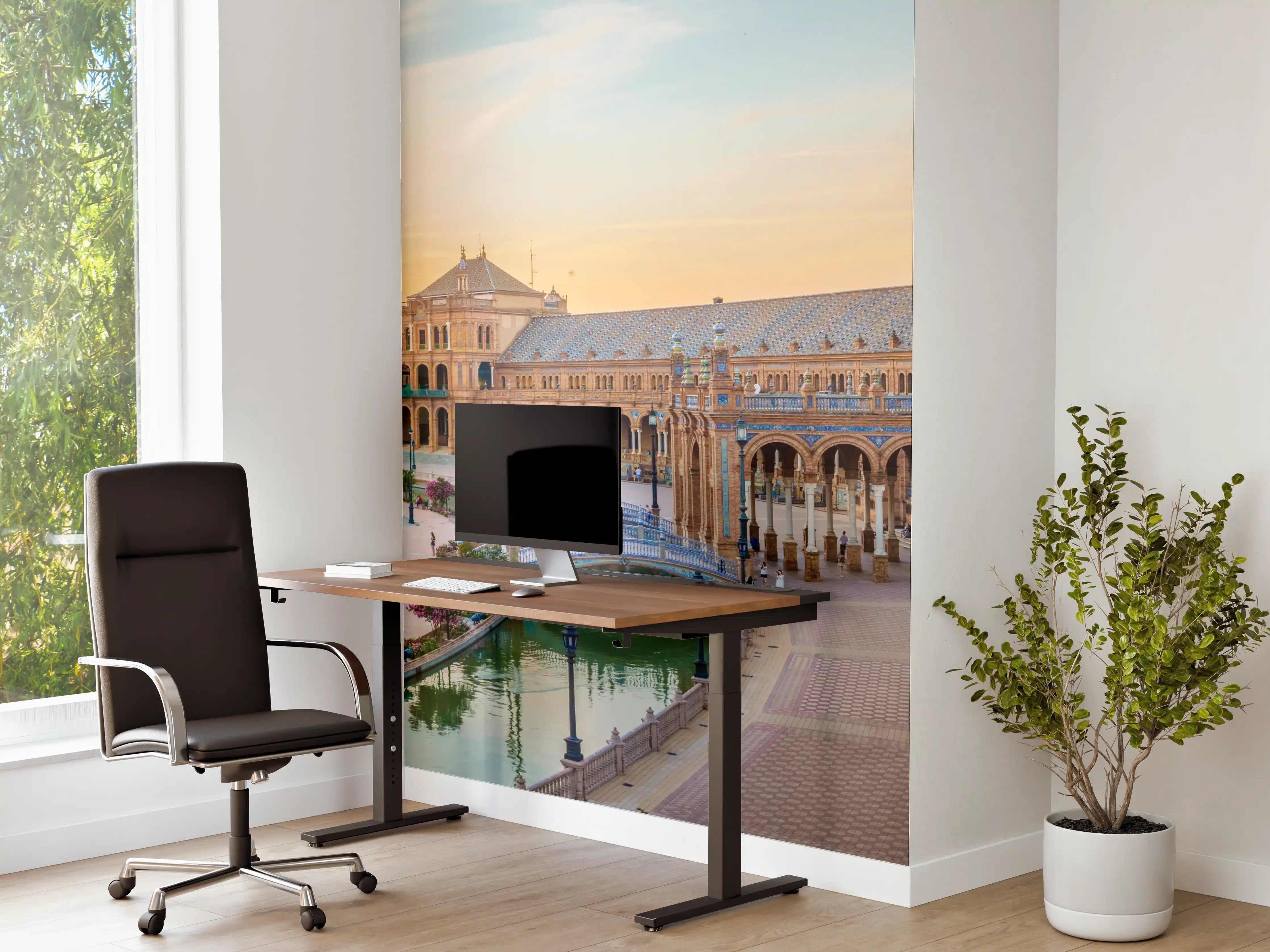 Büro Wandgestaltung - Spanisches Platzpanorama bei Sonnenuntergang
