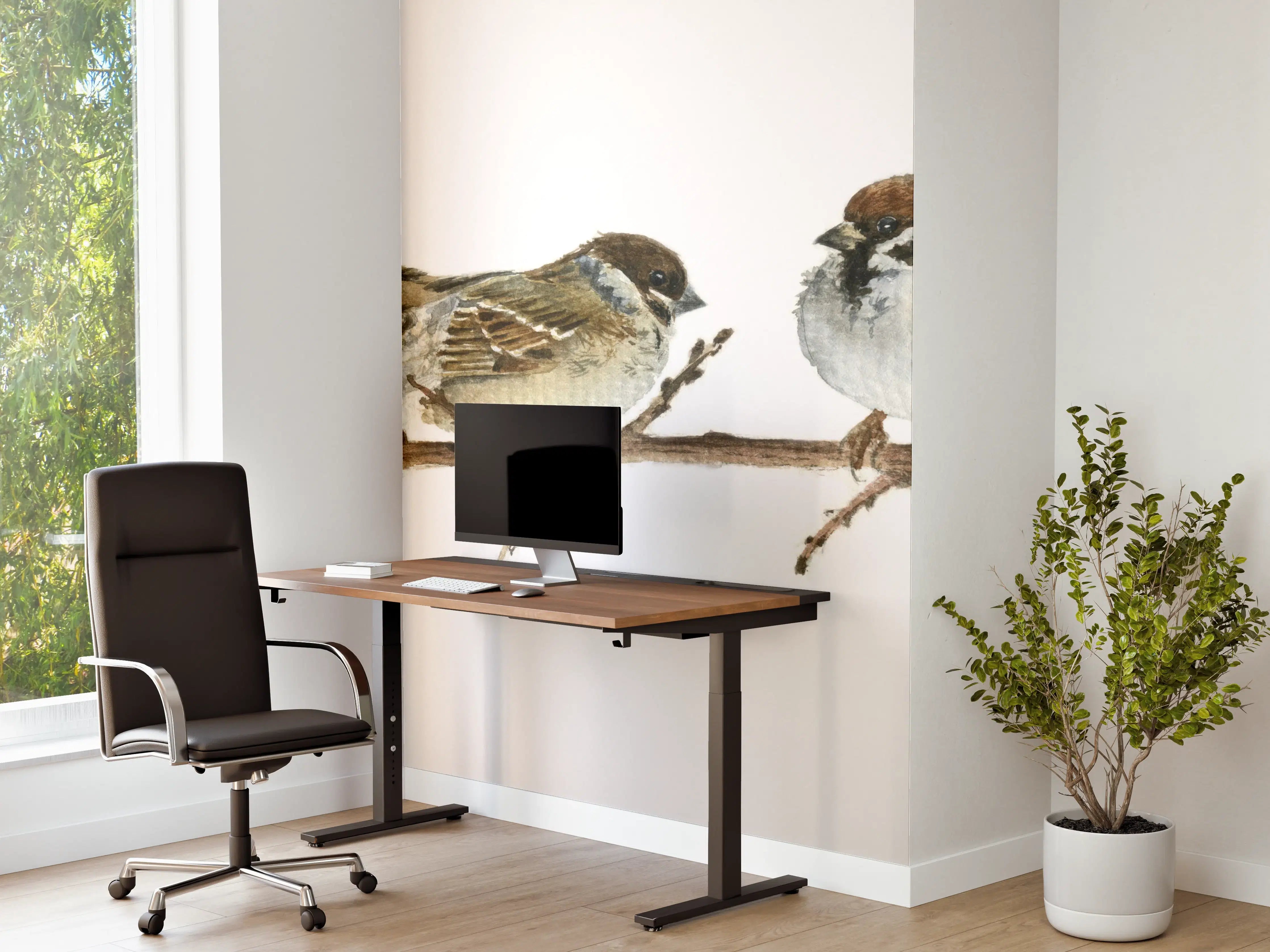 Büro Wandgestaltung - Spatzen auf einem Zweig