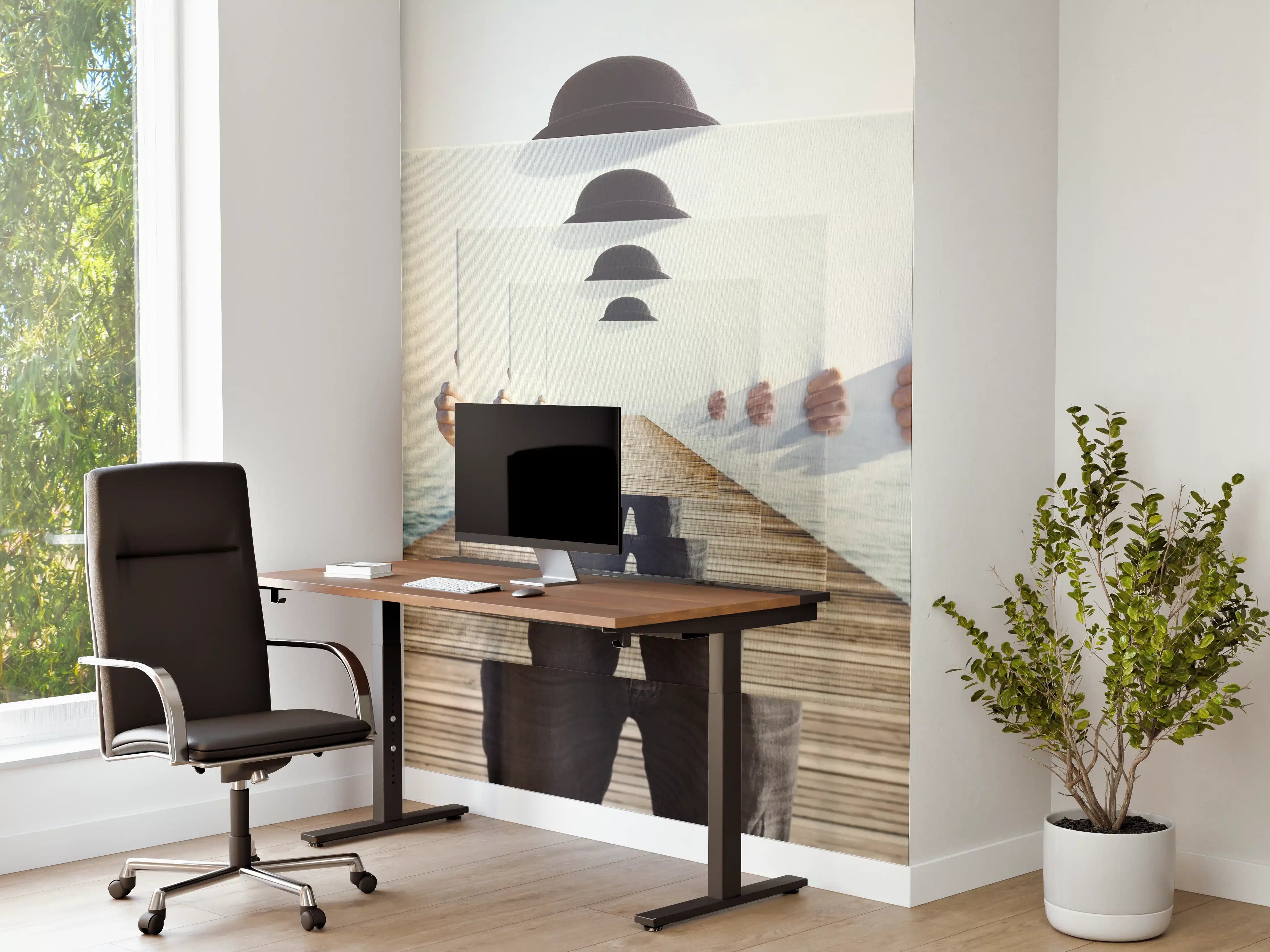 Büro Wandgestaltung - Spiegel-Illusion auf einem Meeres-Steg