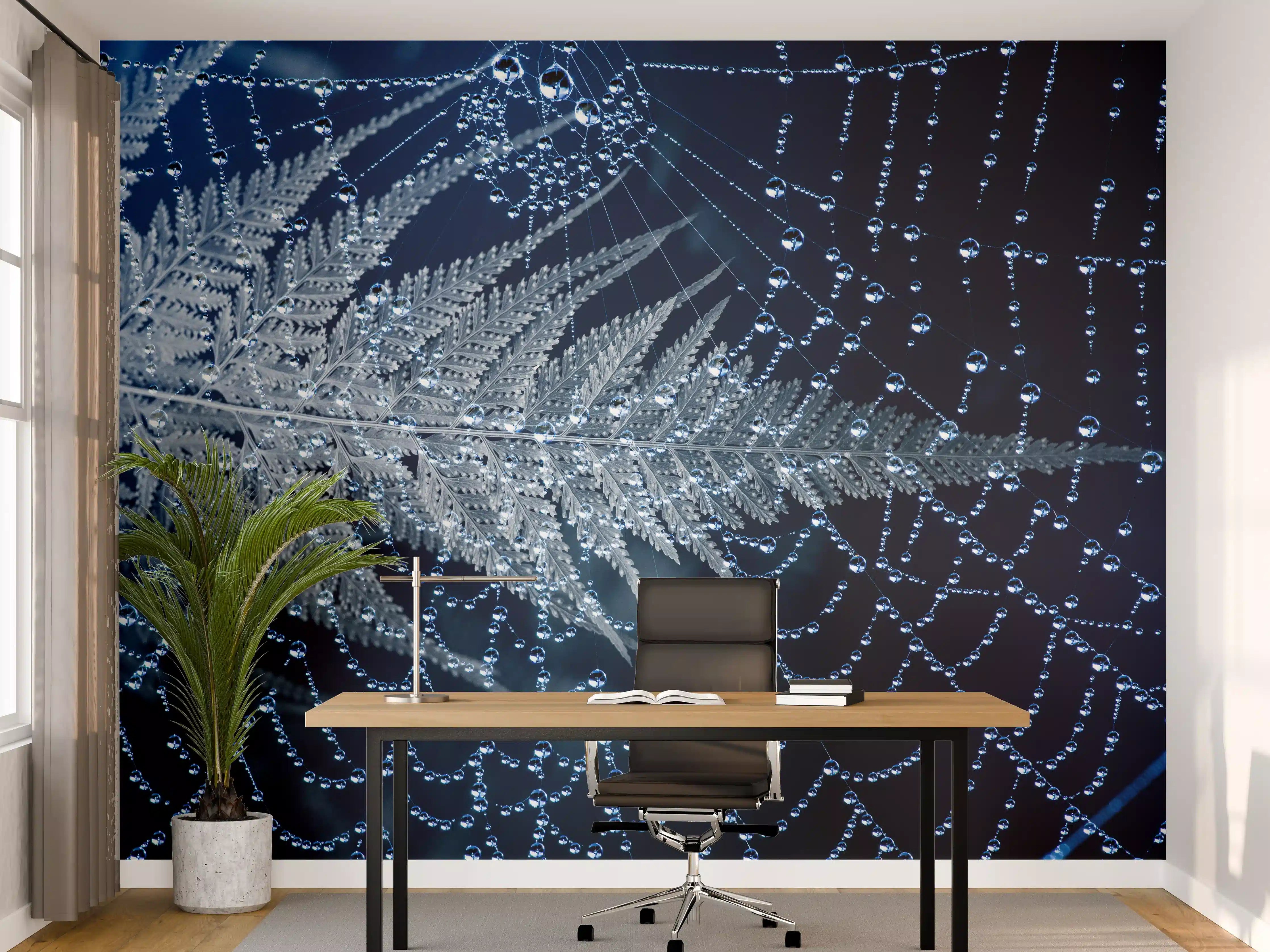 Büro Wandgestaltung - Spinnennetz Tau Morgengrauen