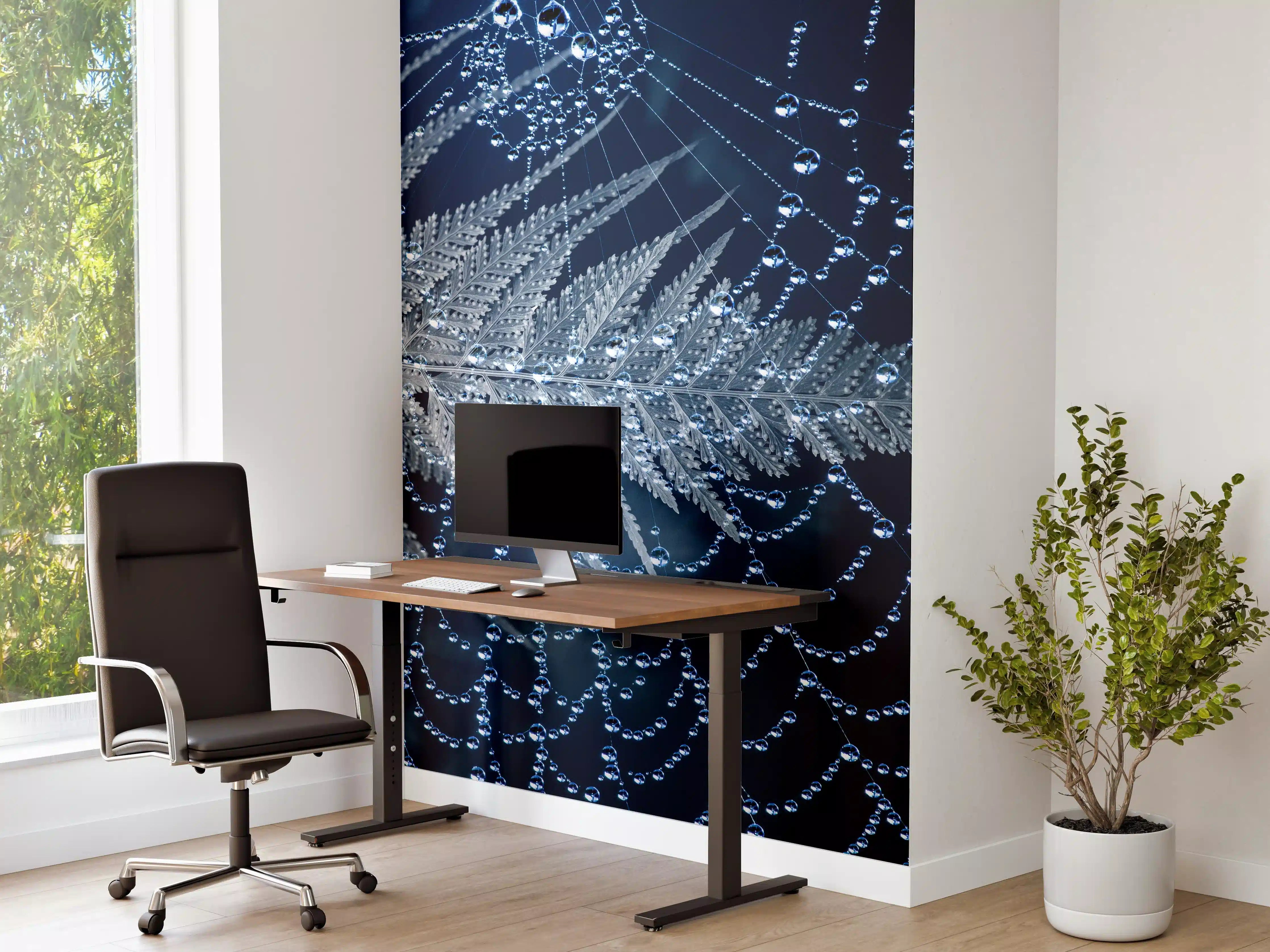 Büro Wandgestaltung - Spinnennetz Tau Morgengrauen