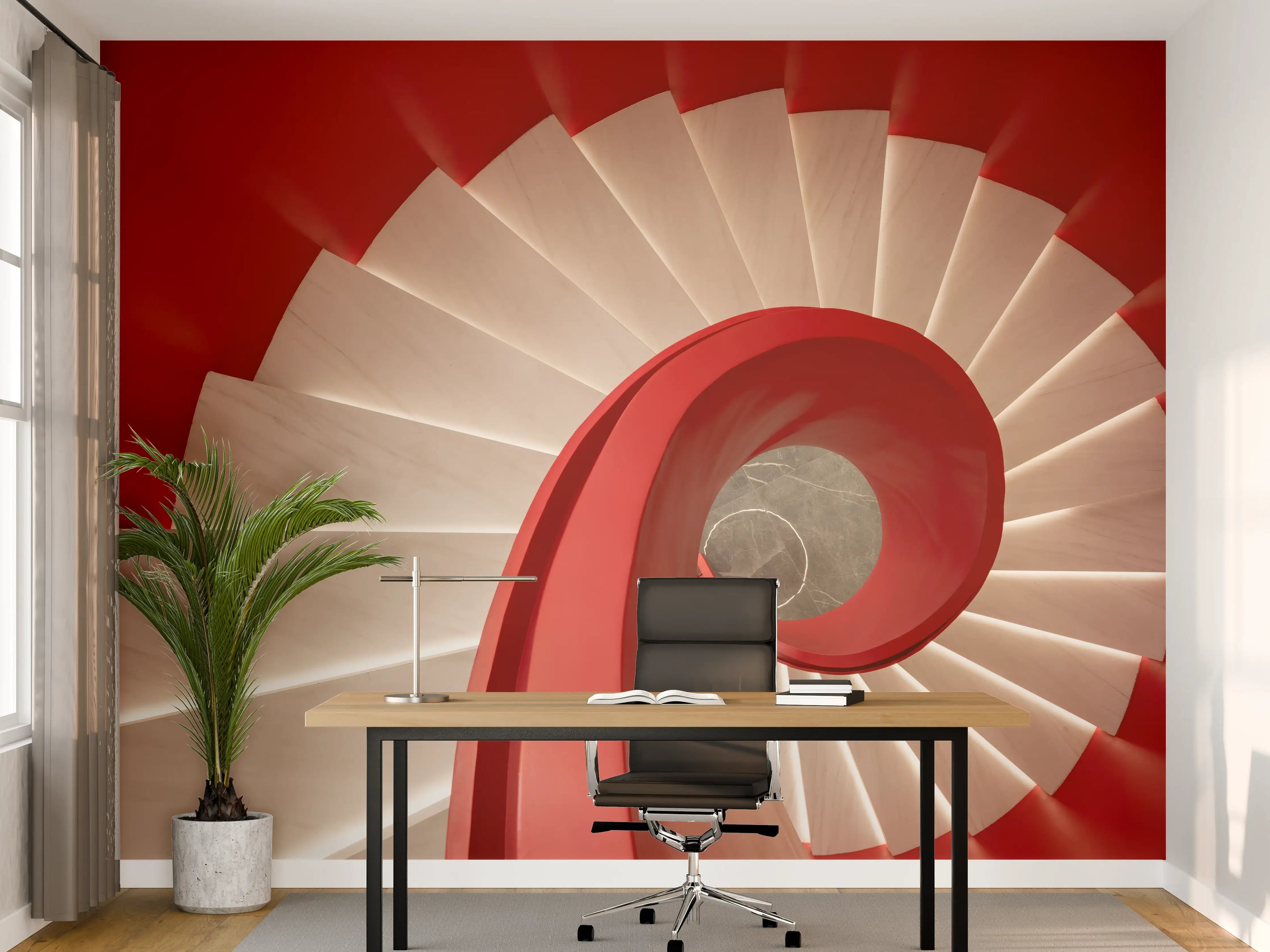 Büro Wandgestaltung - Spirale Treppe - Rötlich