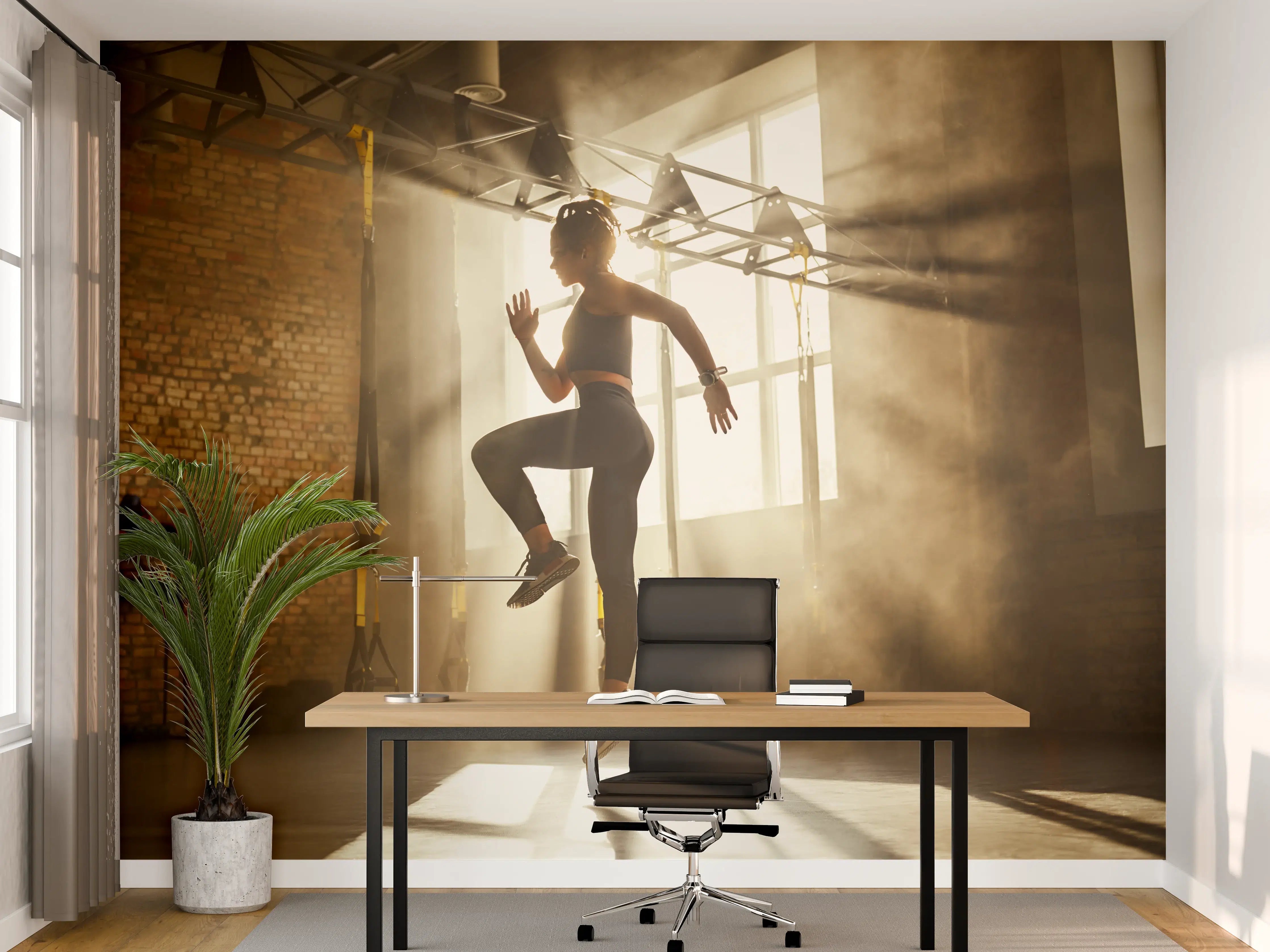 Büro Wandgestaltung - Sportlerin im Fitnesstudio
