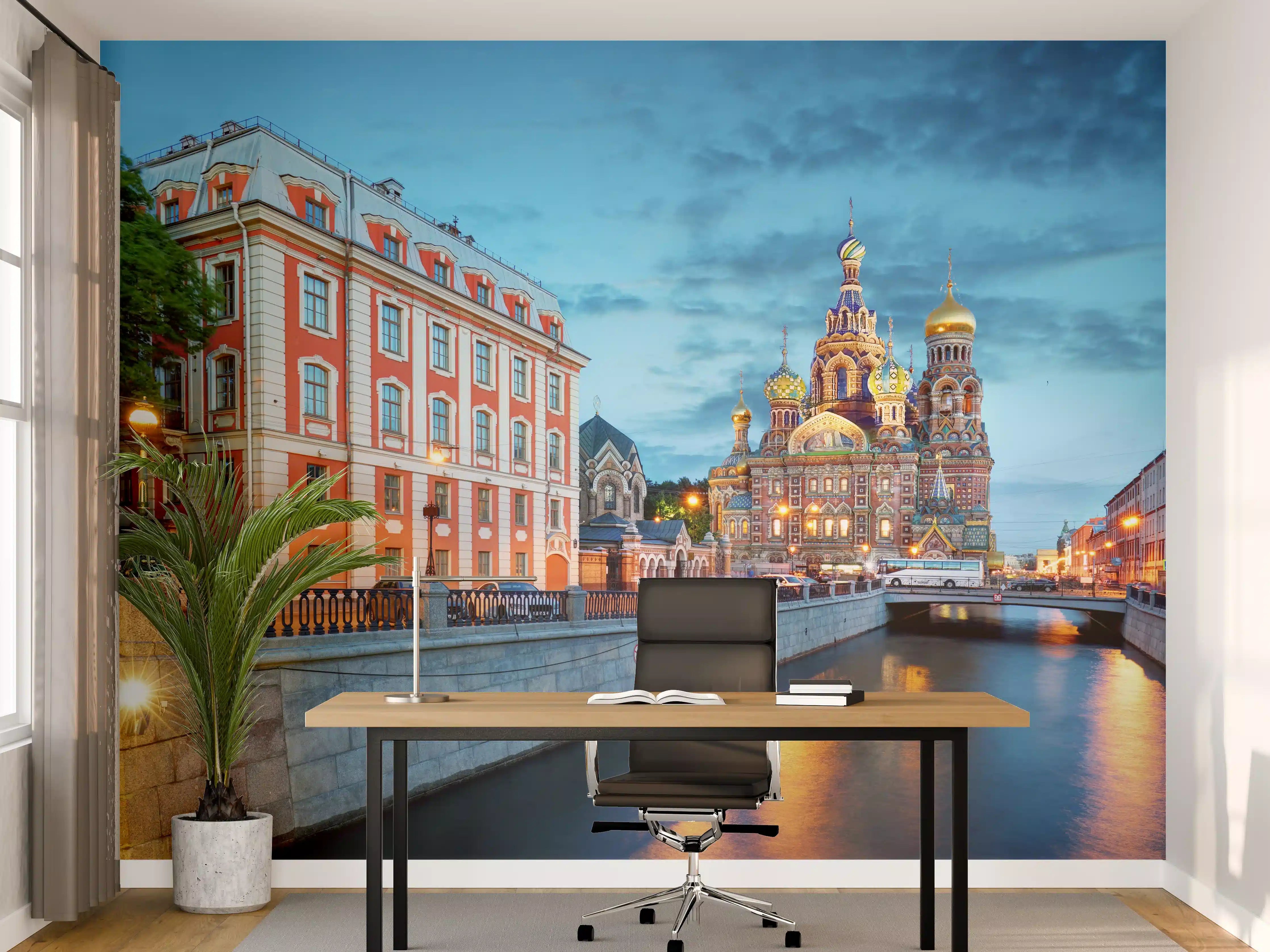 Büro Wandgestaltung - St. Petersburg Blutskirche bei Nacht