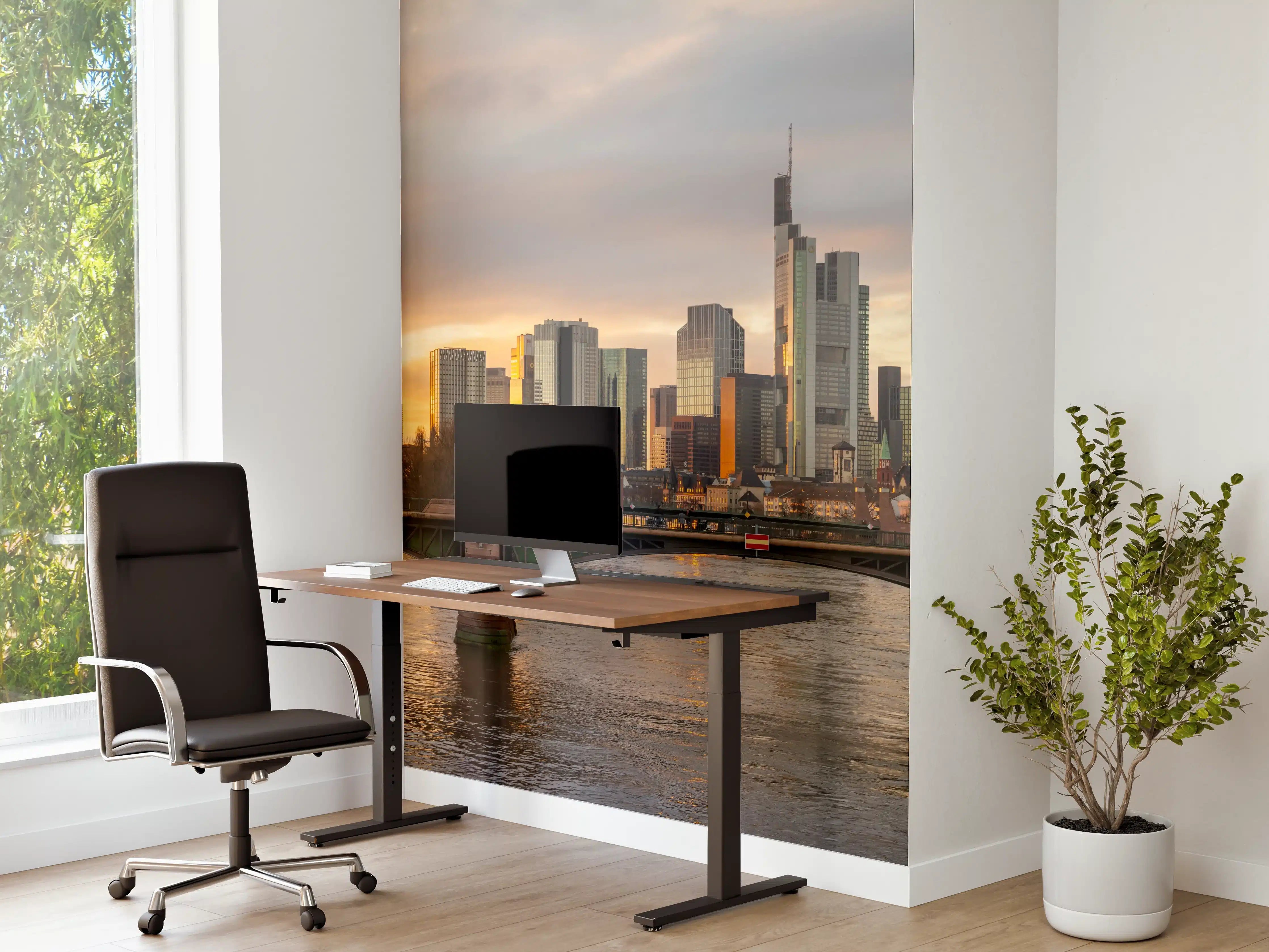 Büro Wandgestaltung - Stadt-Skyline im Abendlicht