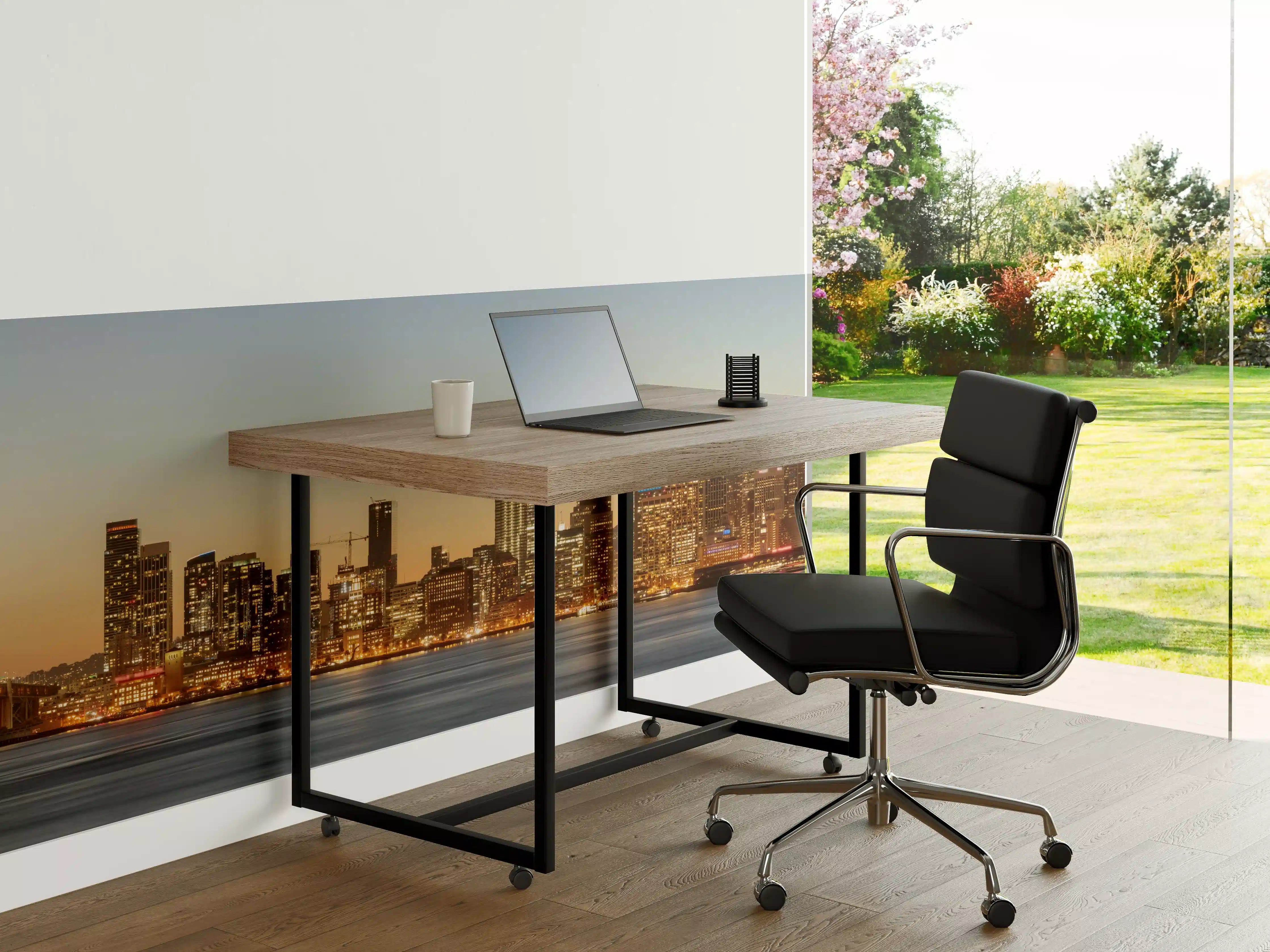 Büro Wandgestaltung - Stadtbild bei Sonnenuntergang mit Brücke und Skyline