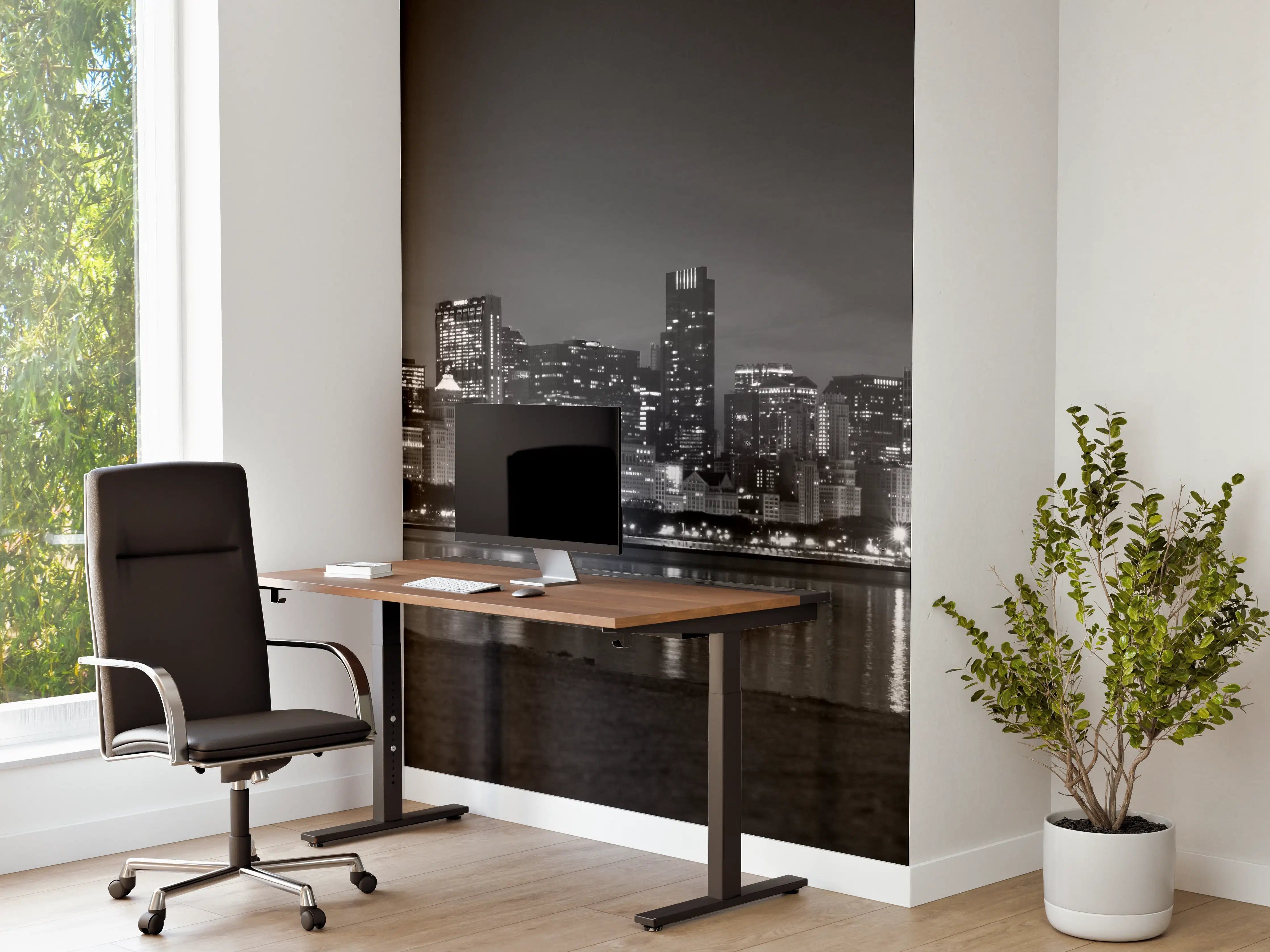 Büro Wandgestaltung - Städtische Skyline bei Nacht