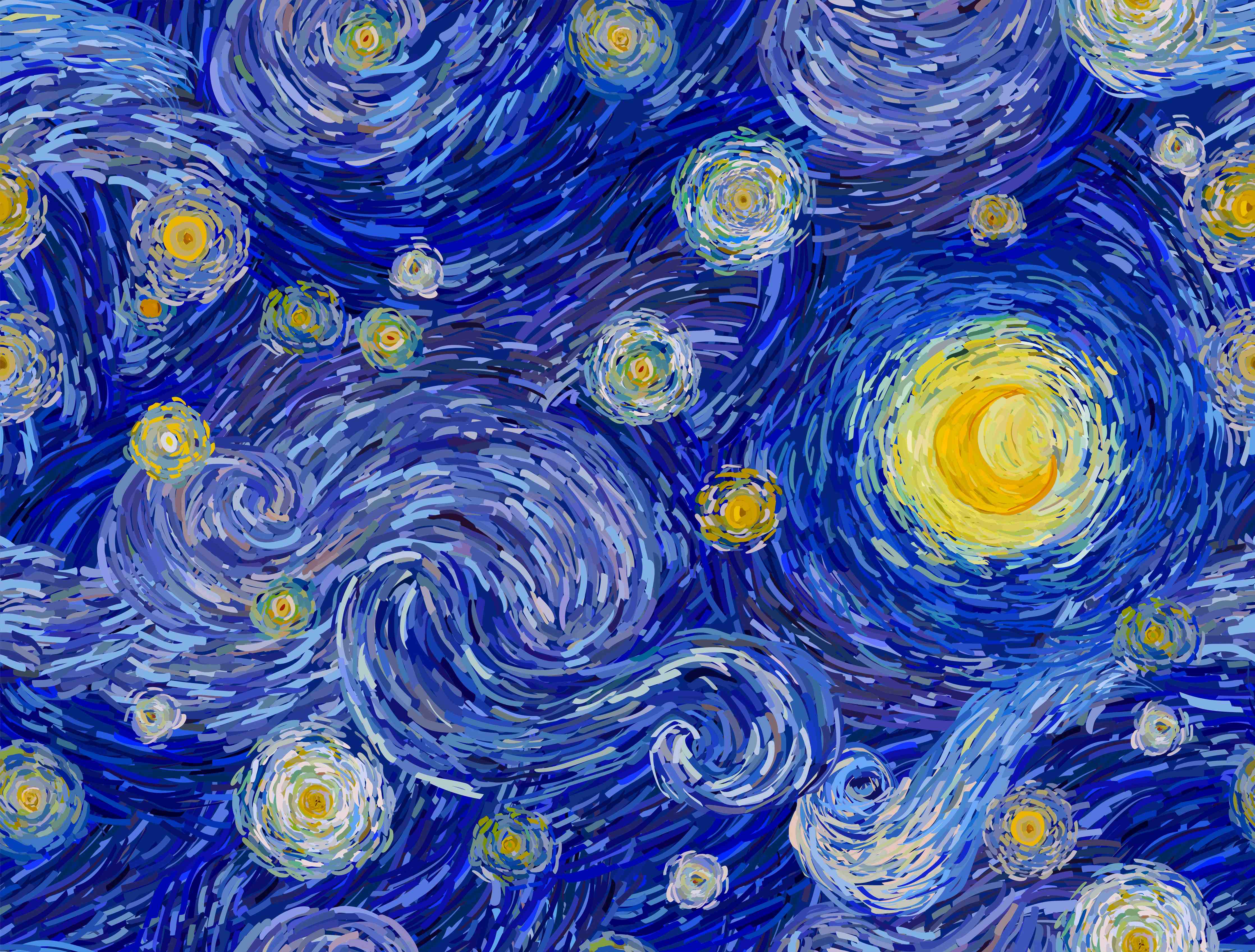 Büro Wandgestaltung-Starry Night Van Gogh Blau Gelb