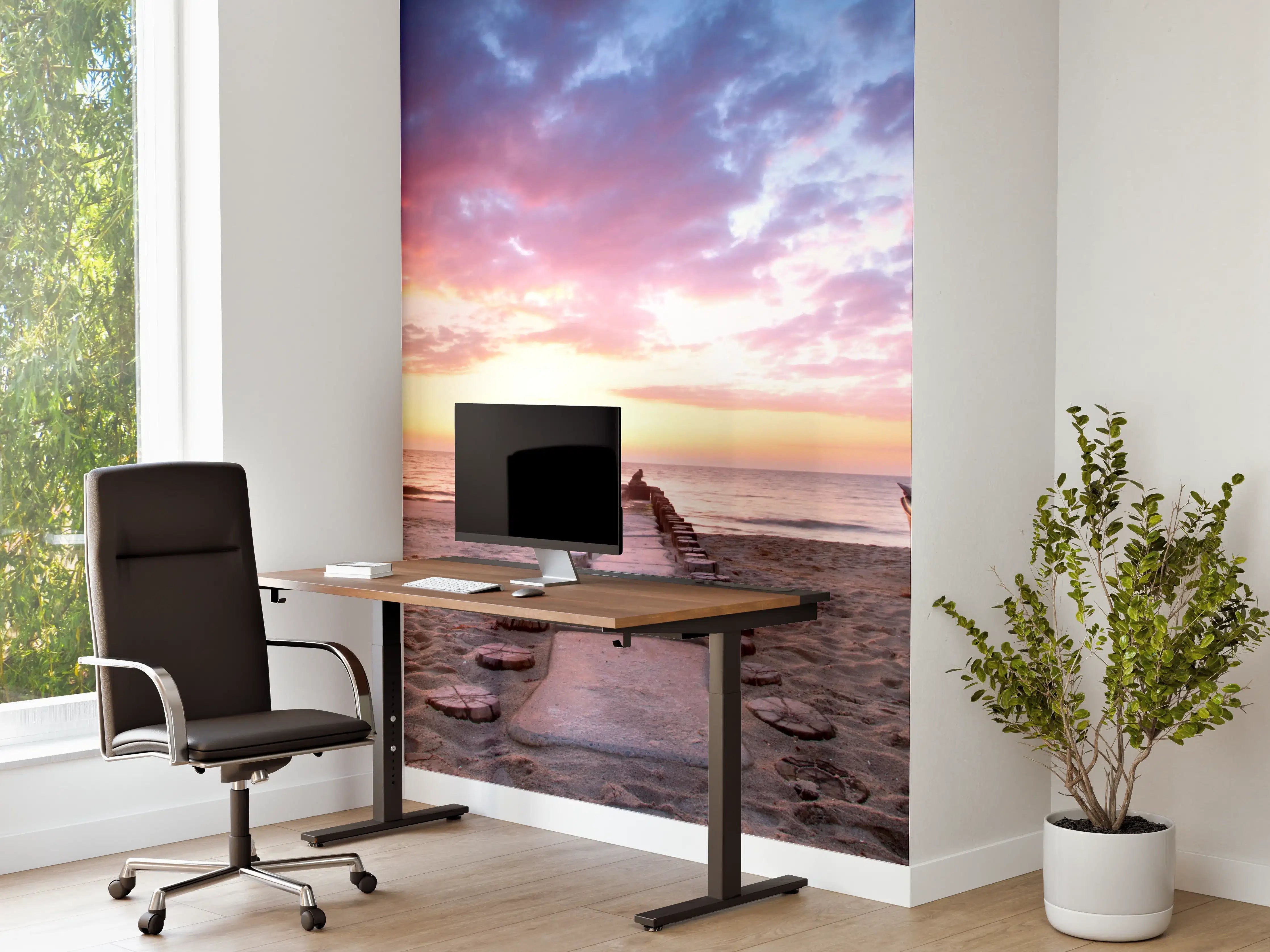 Büro Wandgestaltung - Steg ins Meer bei Abendsonne