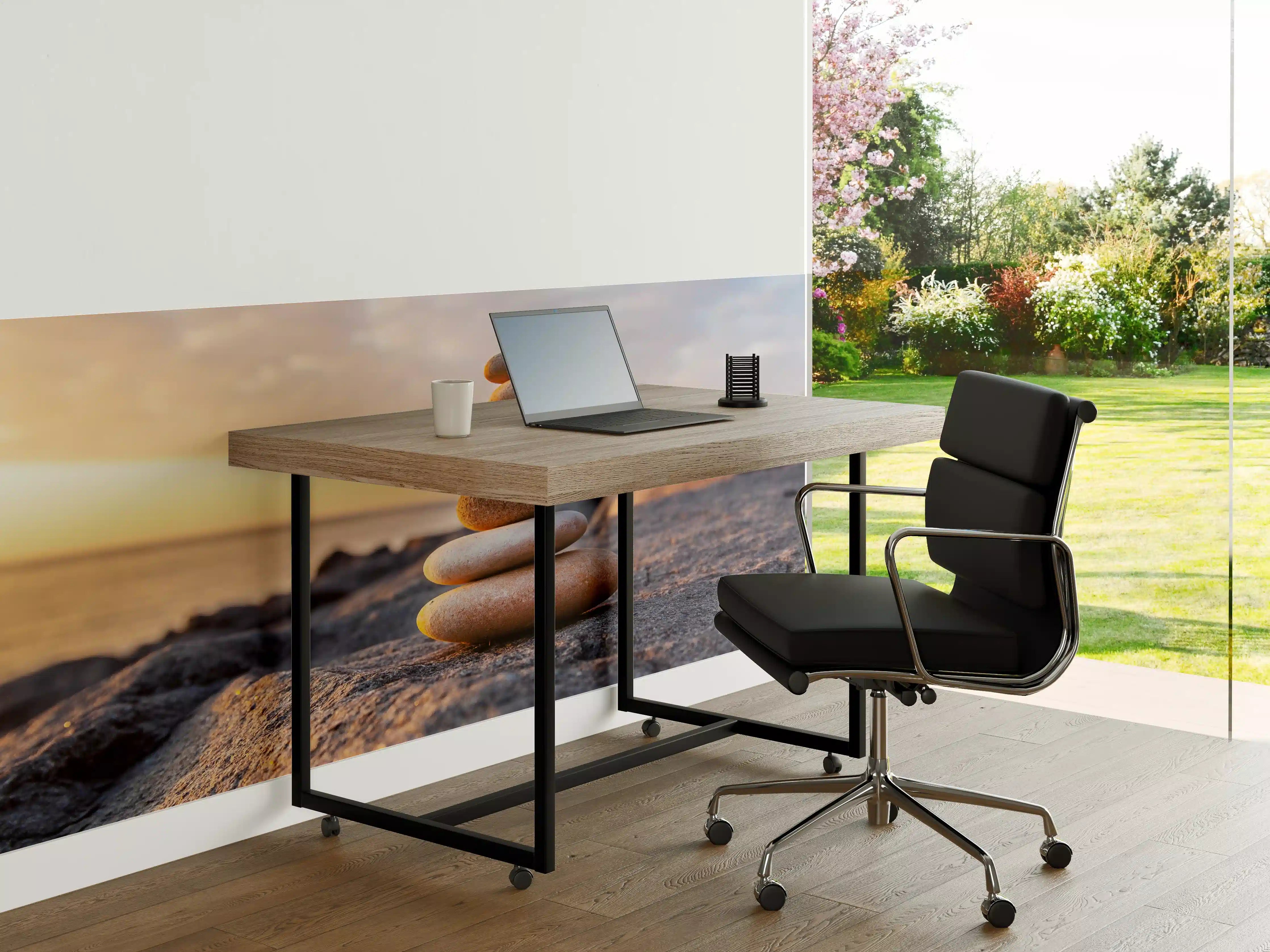 Büro Wandgestaltung - Steinbalance am Strand bei Sonnenuntergang
