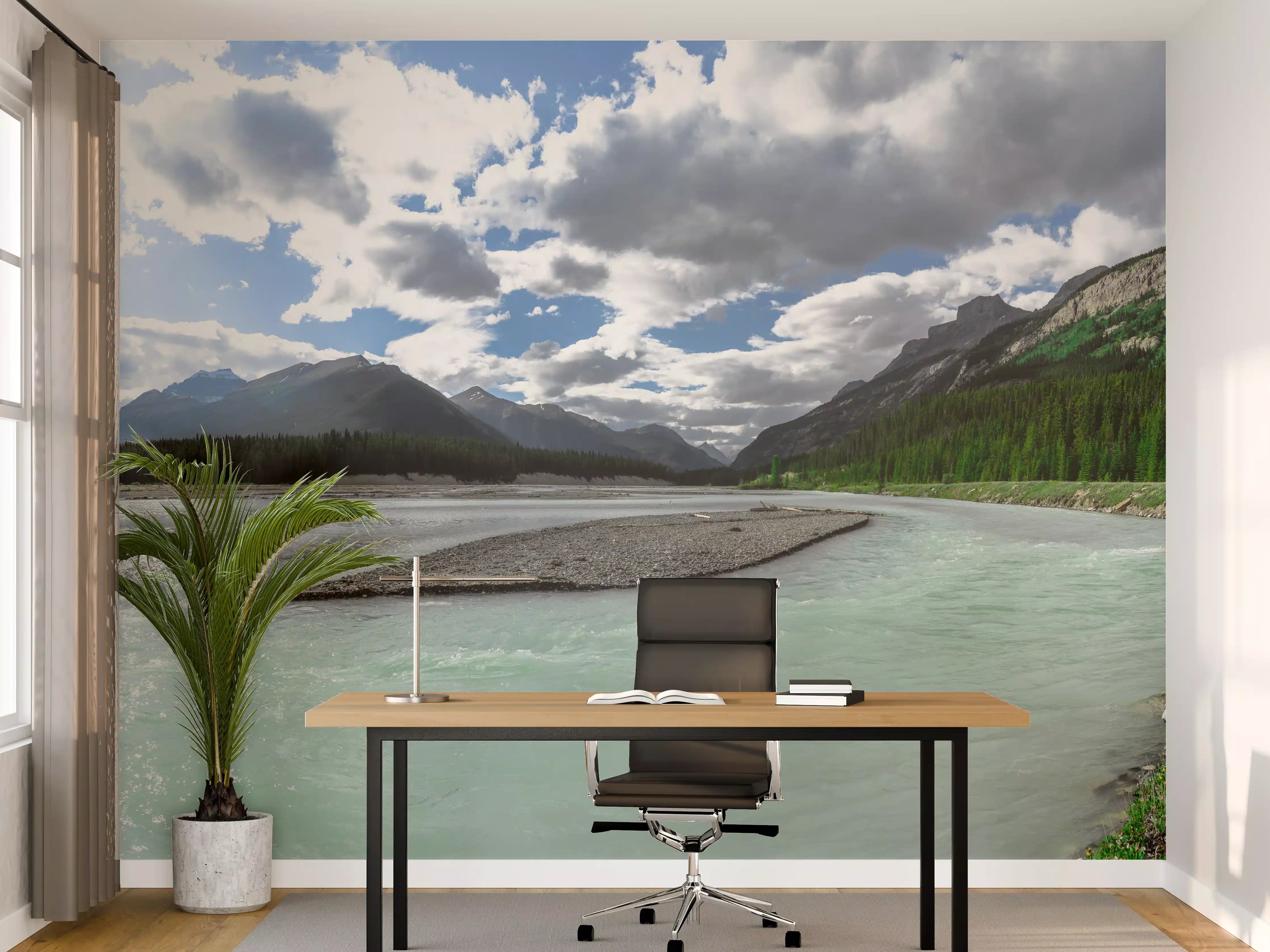 Büro Wandgestaltung - Steinlandschaft auf dem Wasser in Banff