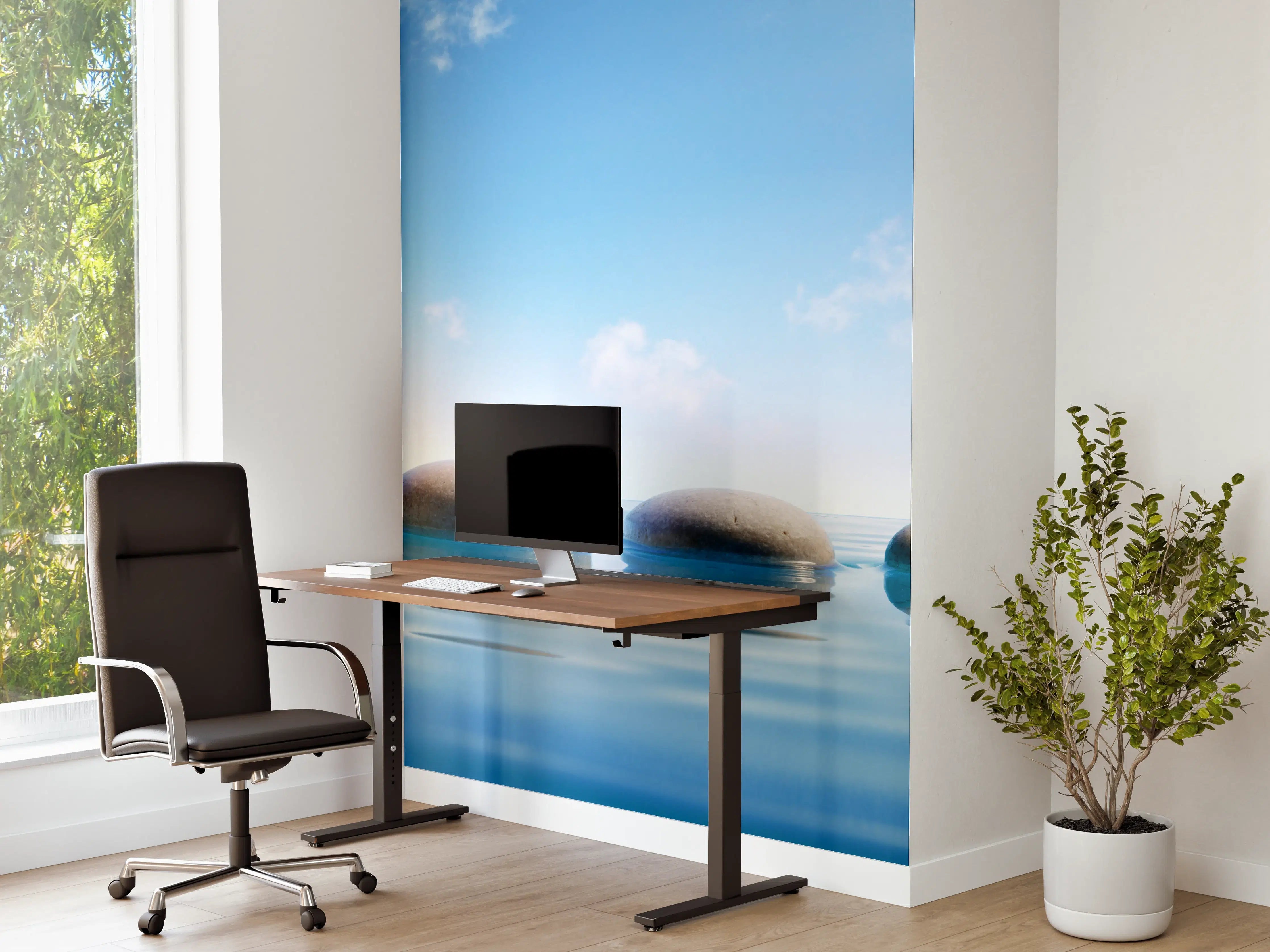 Büro Wandgestaltung - Steinreihe auf Wasser