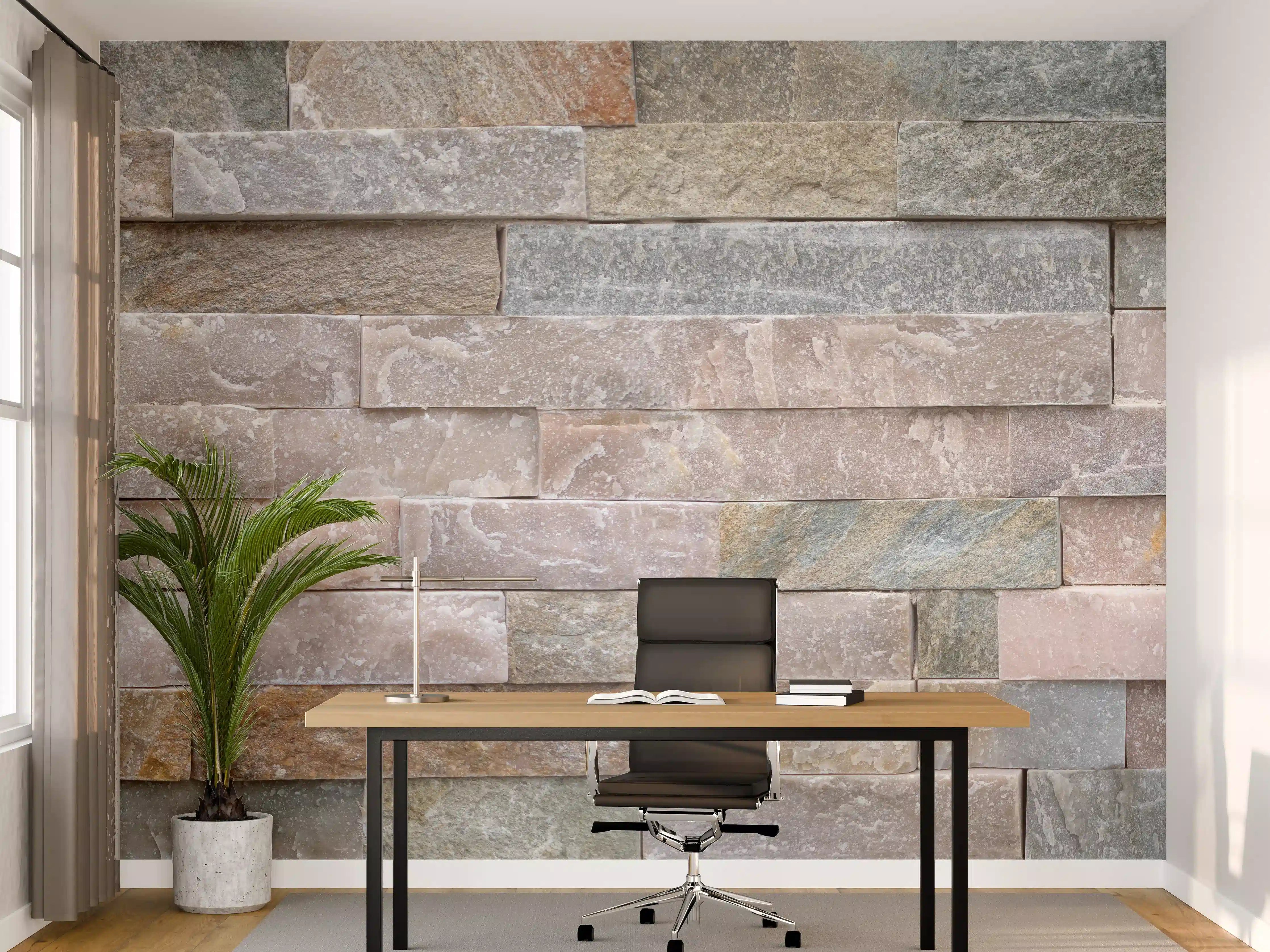 Büro Wandgestaltung - Steinwand aus groben