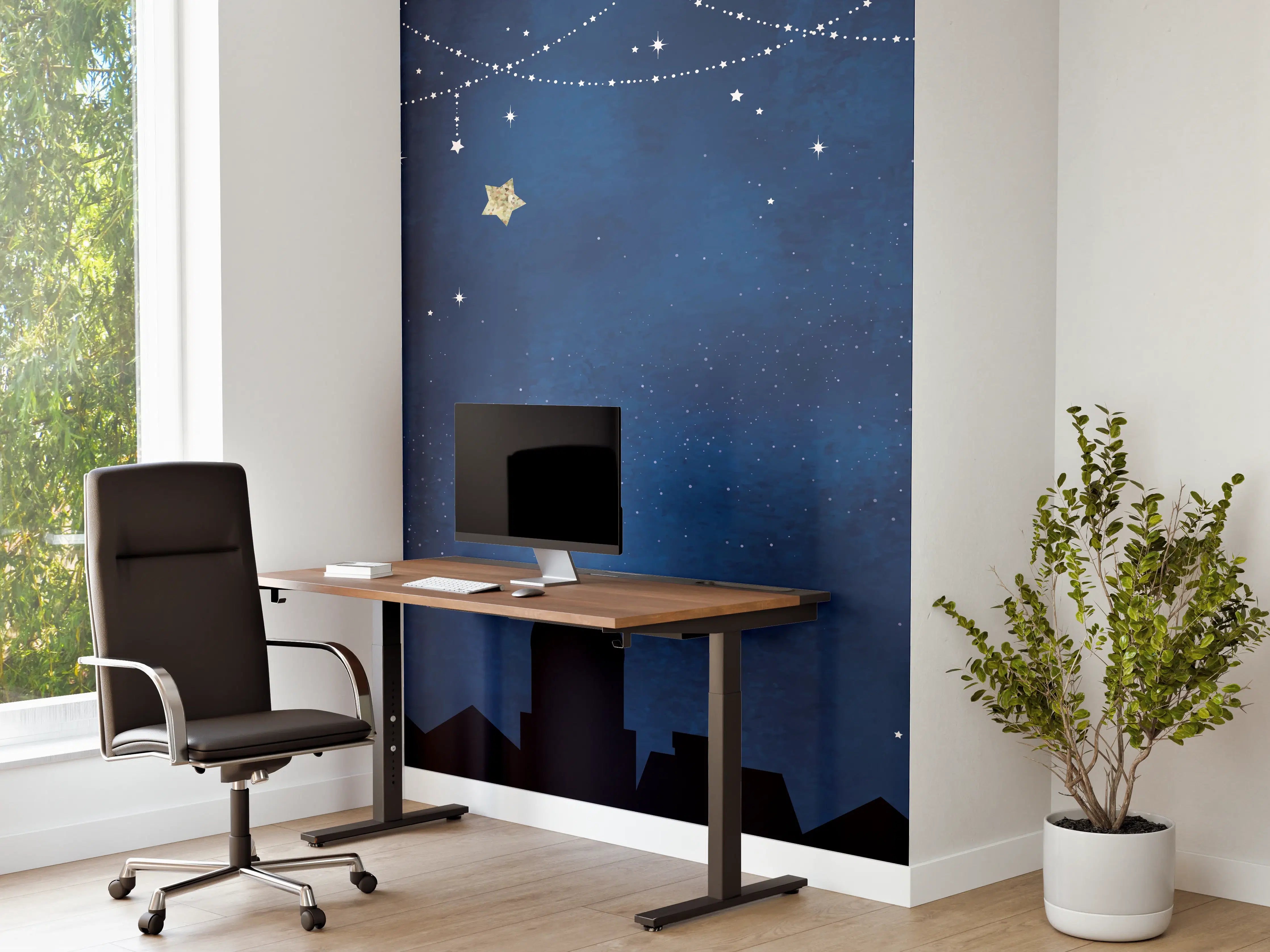 Büro Wandgestaltung - Sternenhimmel Katzensilhouette