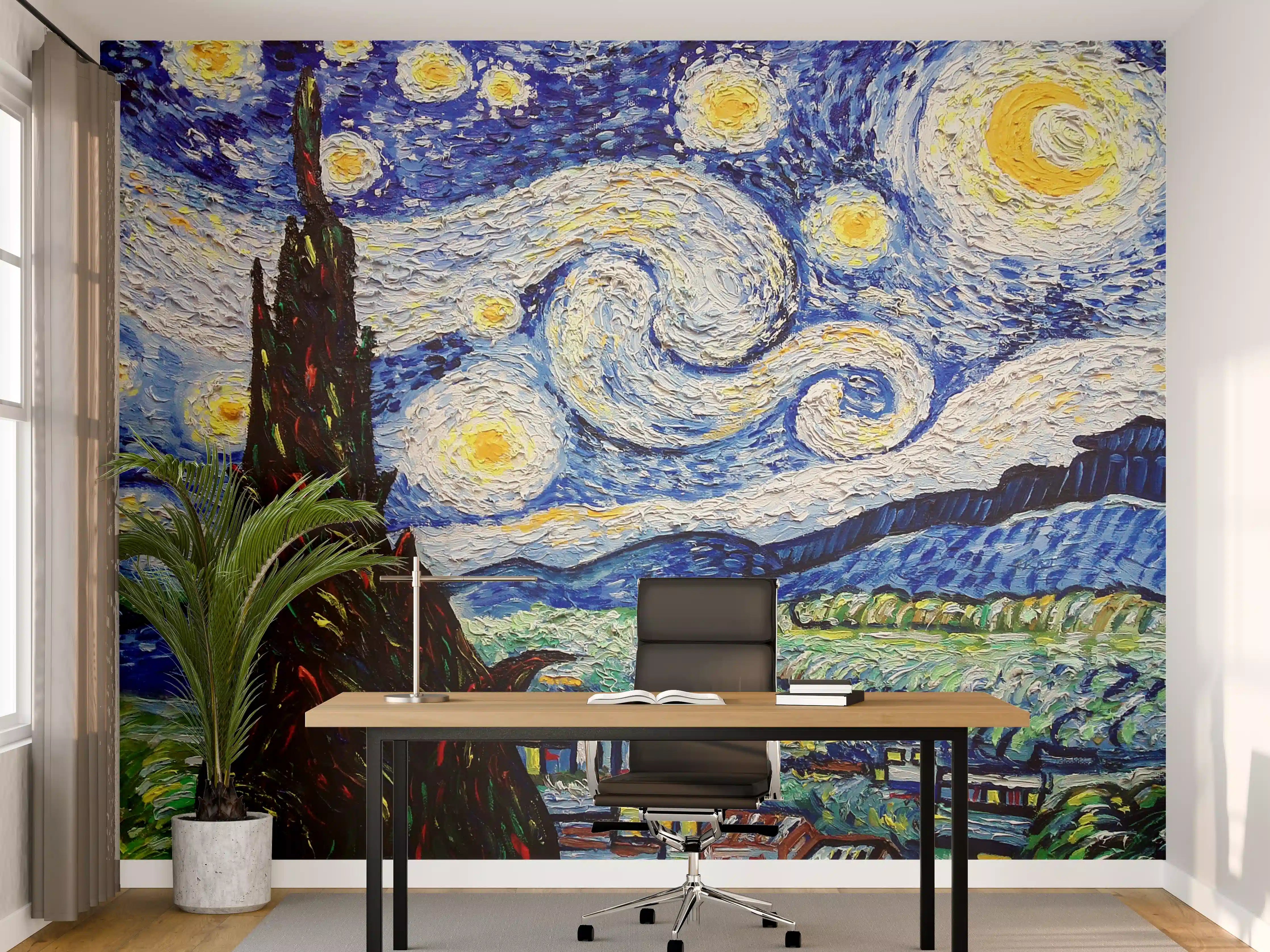 Büro Wandgestaltung - Sternenklare Heilige Nacht Kunstwerk