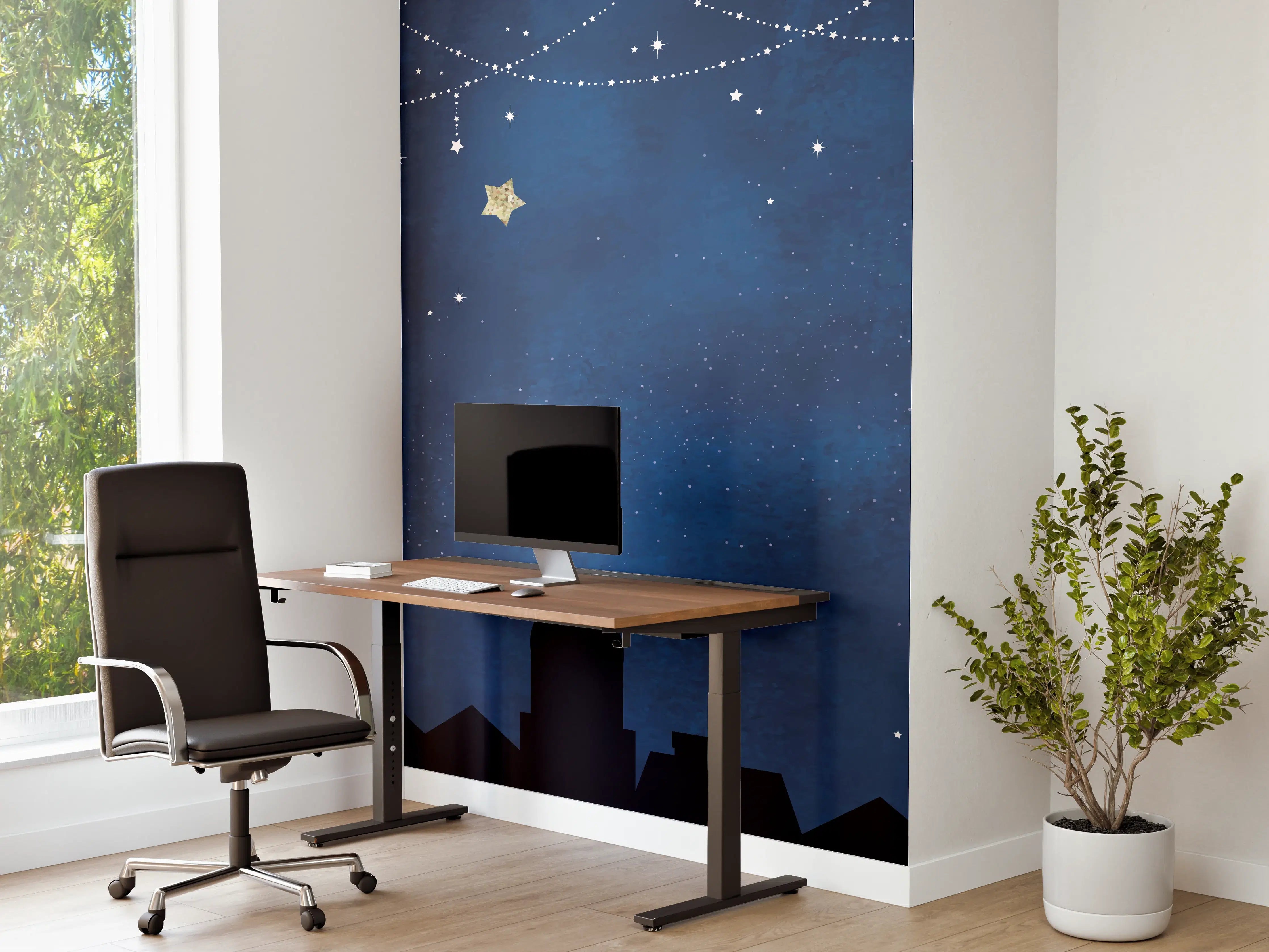 Büro Wandgestaltung - Sternennacht Katzen Silhouette