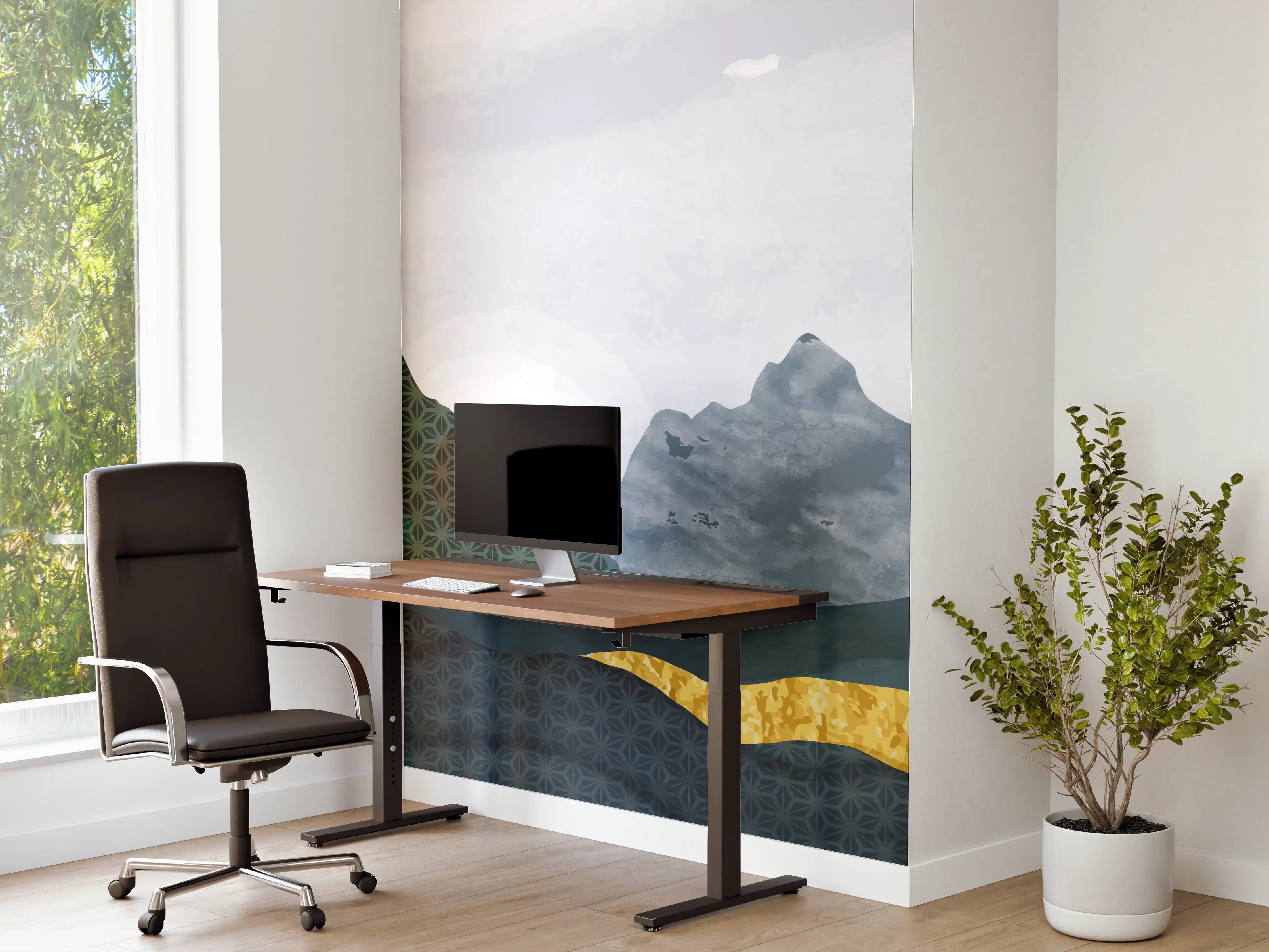 Büro Wandgestaltung - Stilvolle Berglandschaft bei Sonnenuntergang