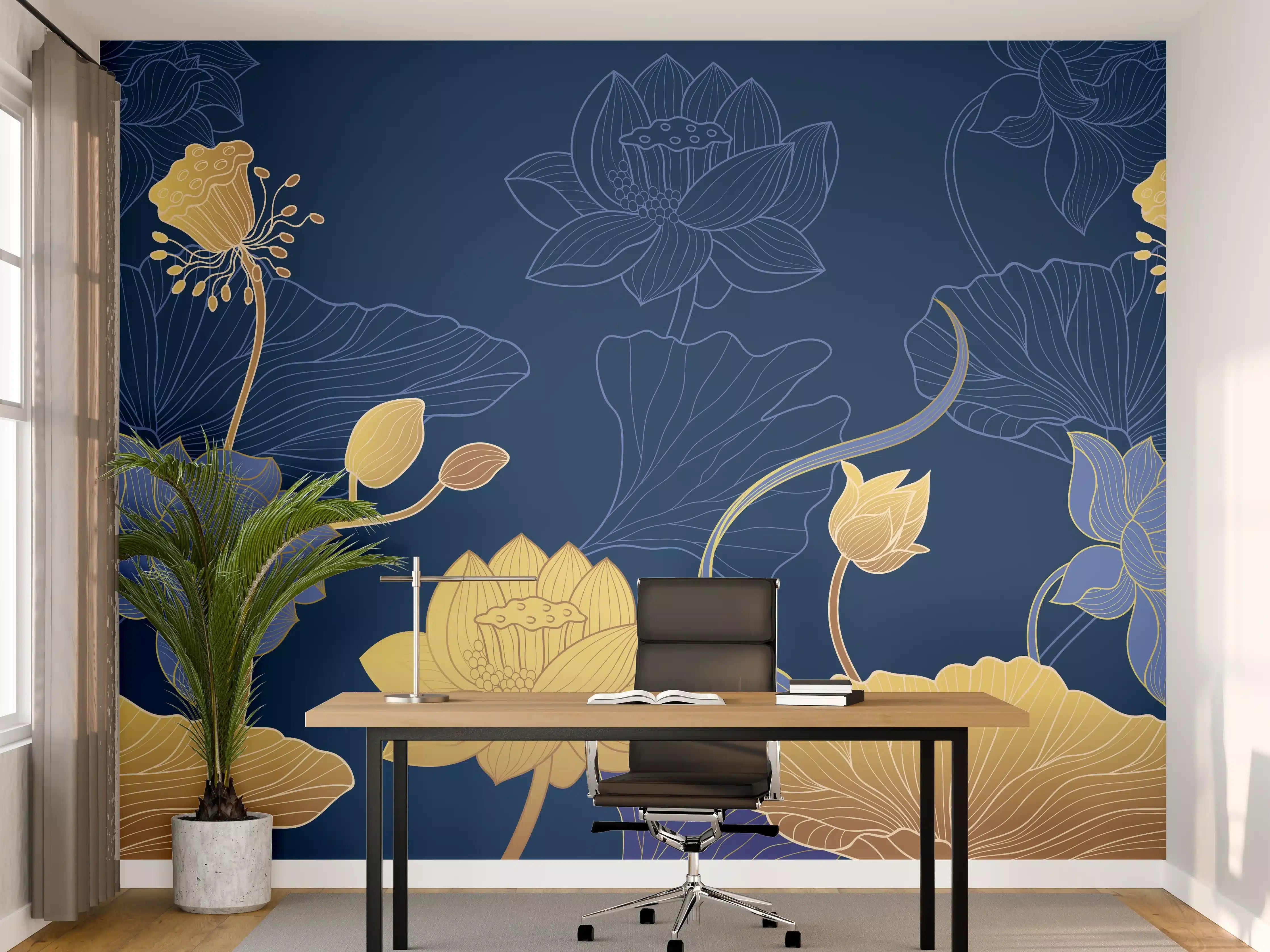Büro Wandgestaltung - Stilvolle Blumenmuster Tapete
