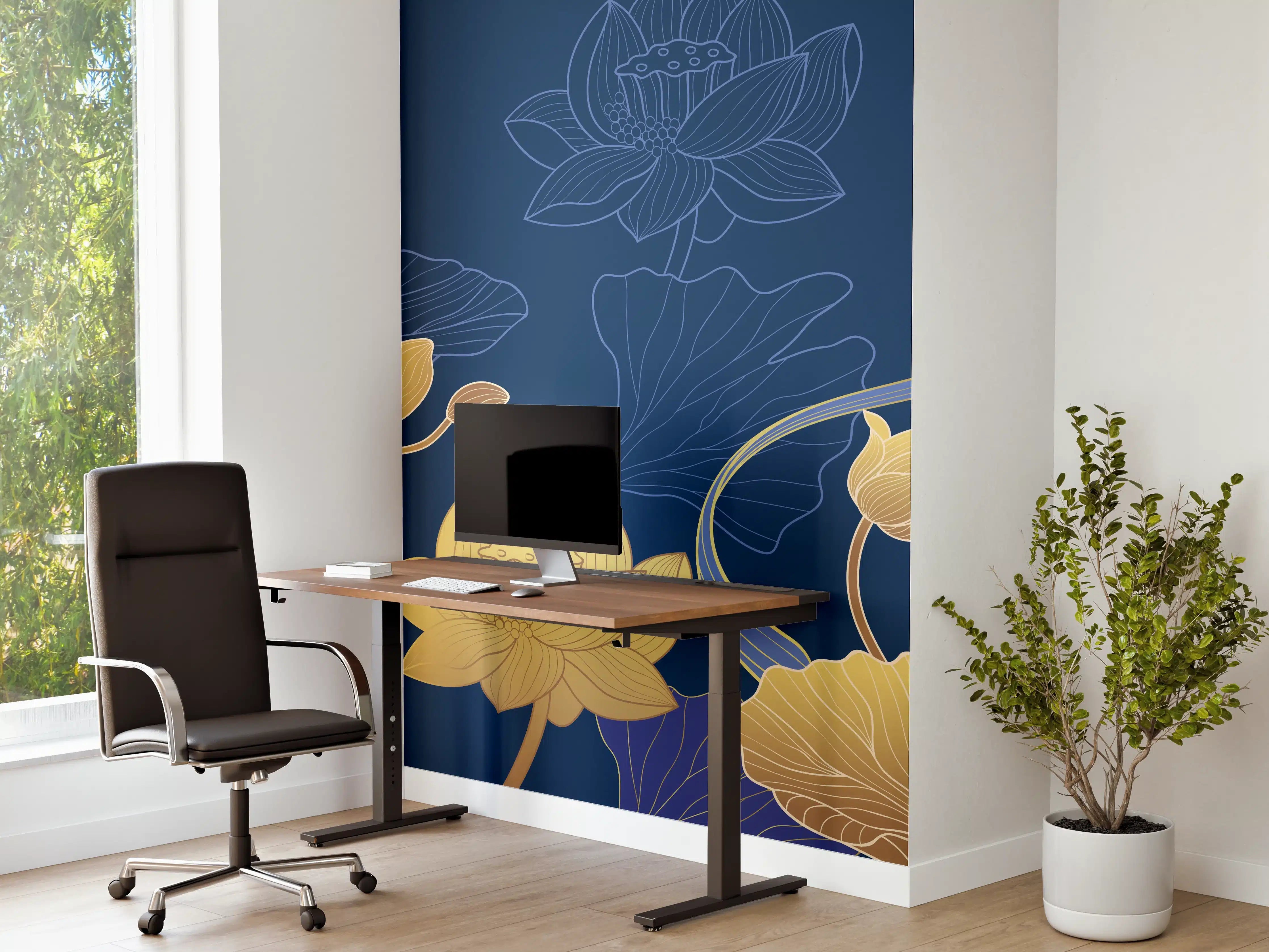 Büro Wandgestaltung - Stilvolle Blumenmuster Tapete