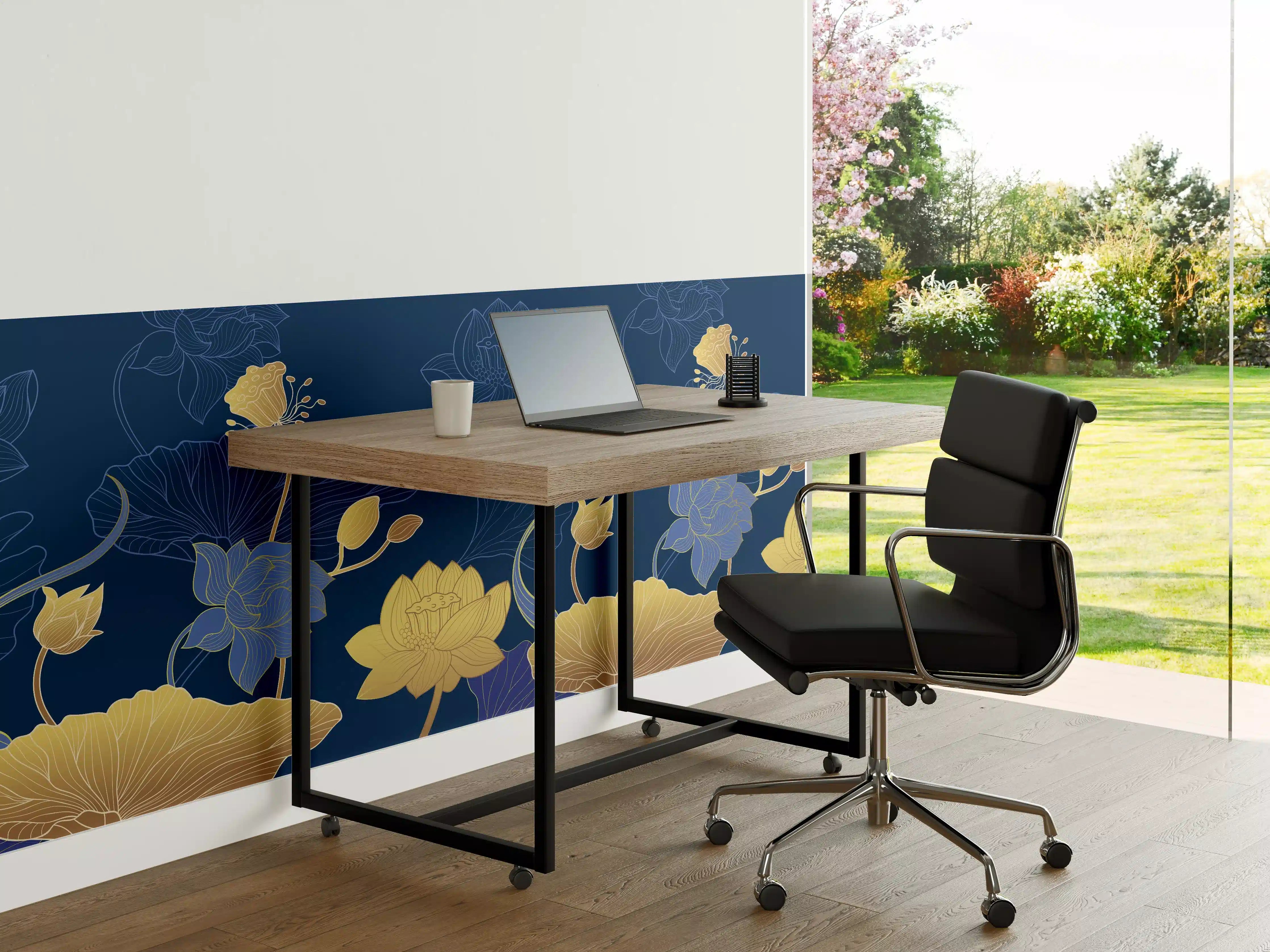 Büro Wandgestaltung - Stilvolle Blumenmuster Tapete