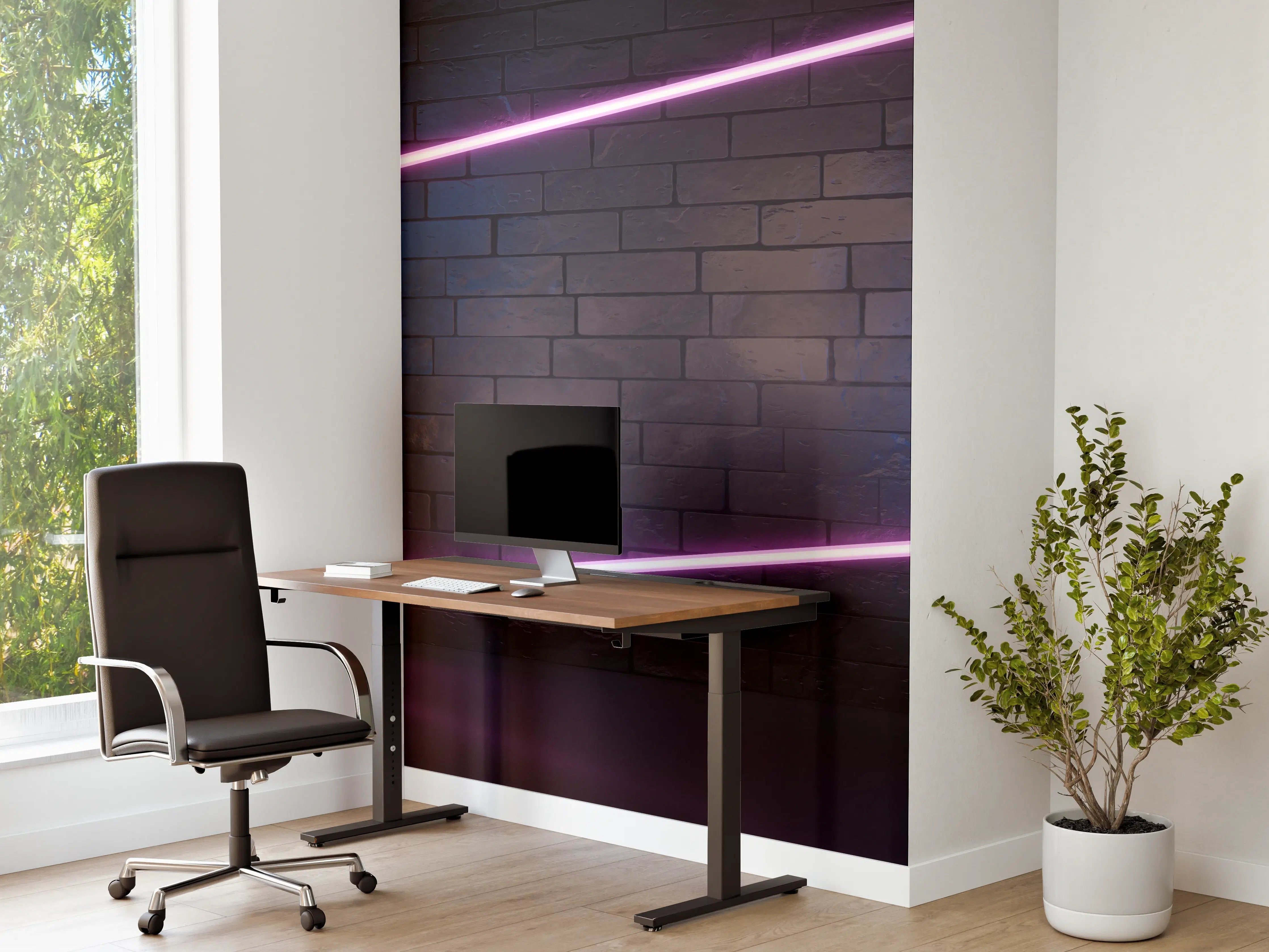 Büro Wandgestaltung - Stilvoller moderner lila Neonlichtrahmen