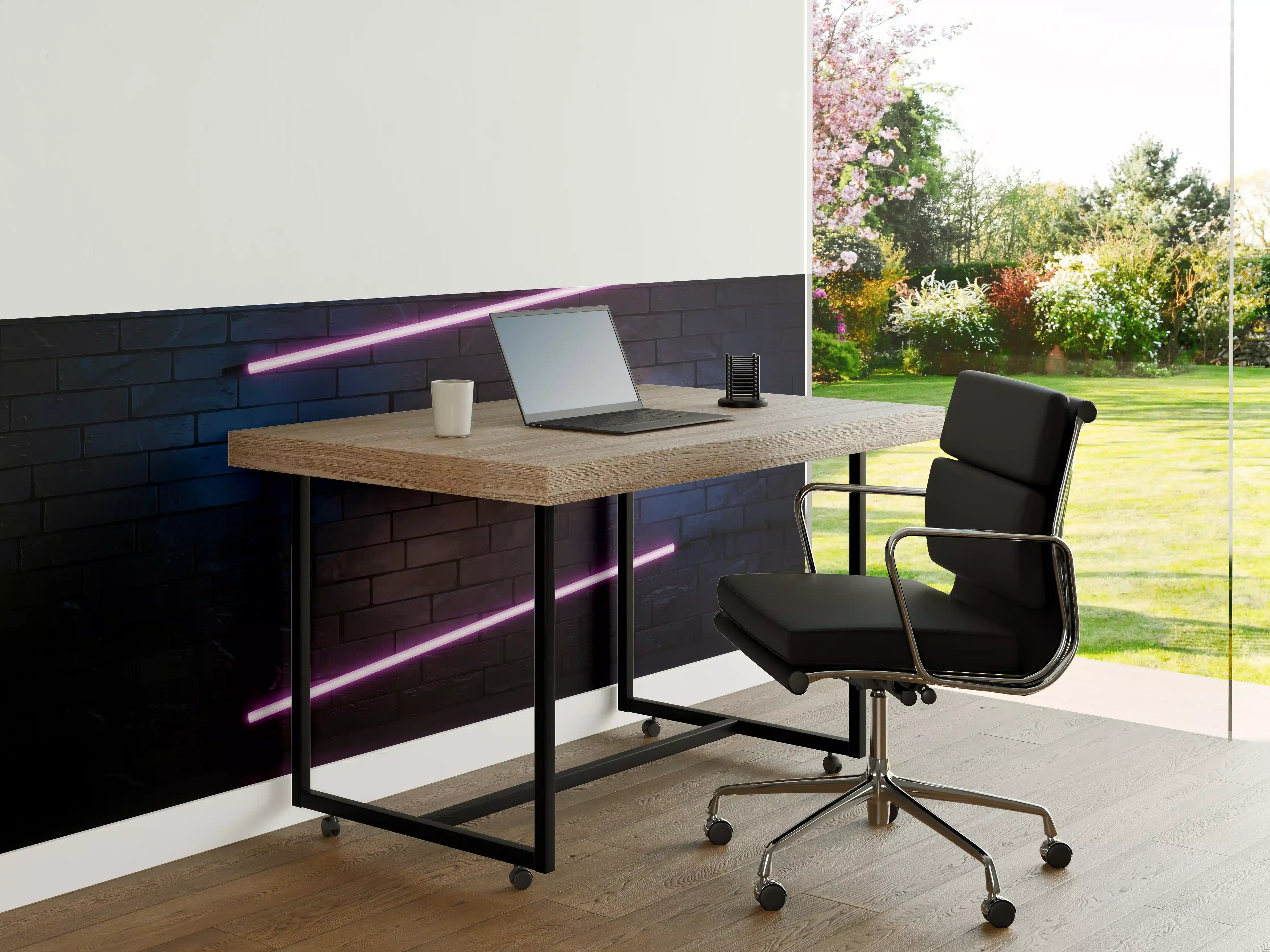 Büro Wandgestaltung - Stilvoller moderner lila Neonlichtrahmen