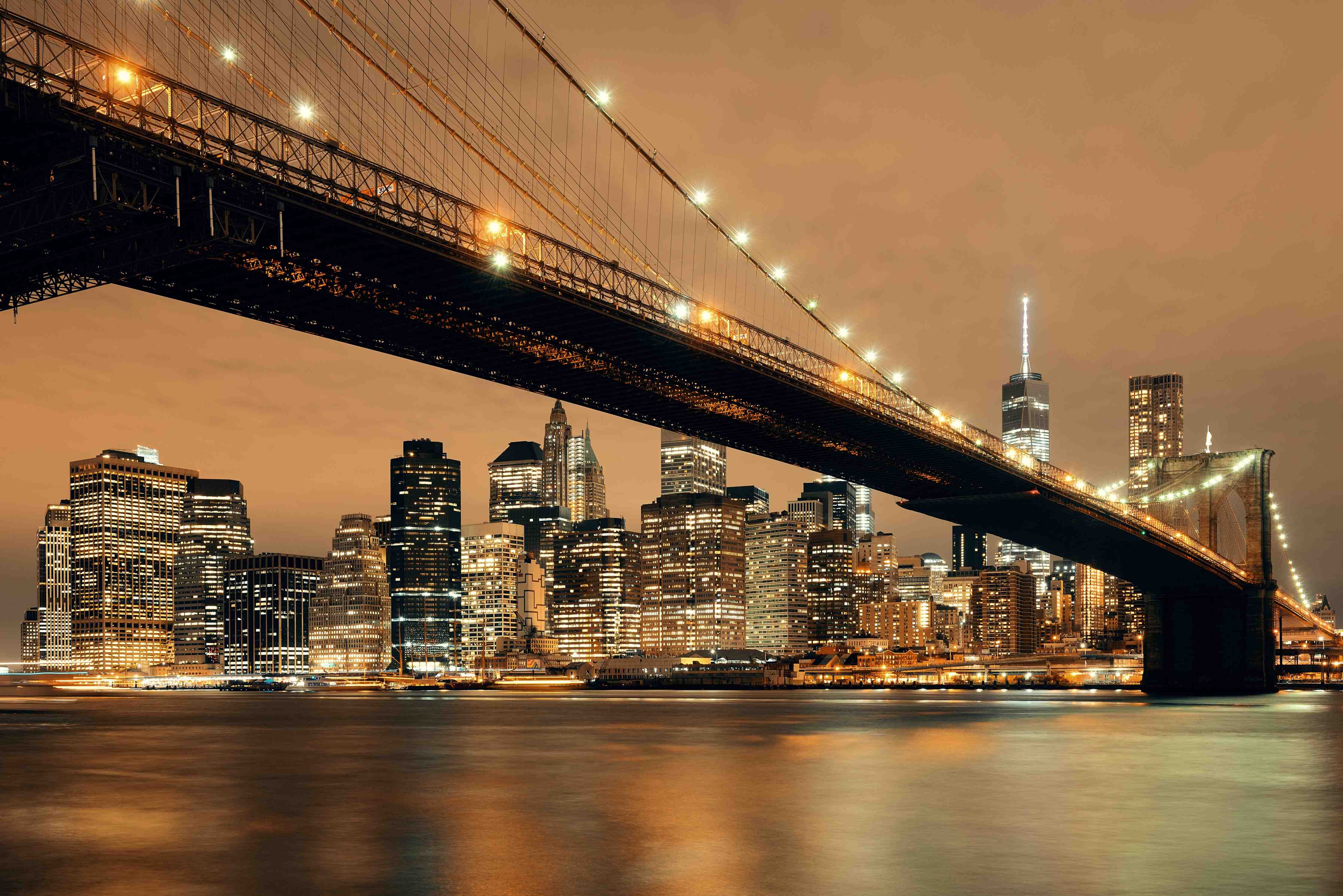 Büro Wandgestaltung-Stimmungsvolle New York City Nachtaufnahme