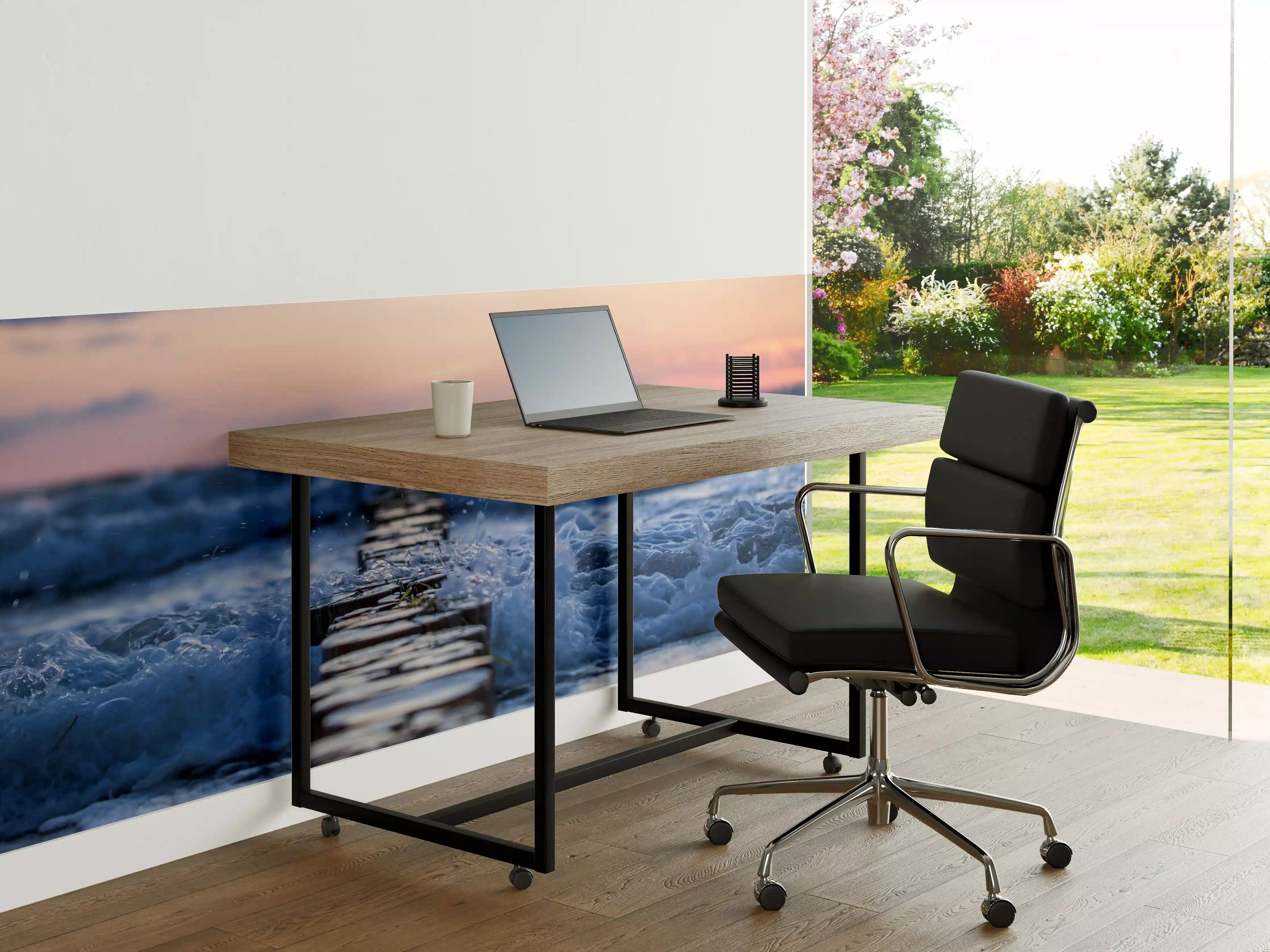 Büro Wandgestaltung - Stimmungsvoller Sonnenuntergang über graublauem Meer