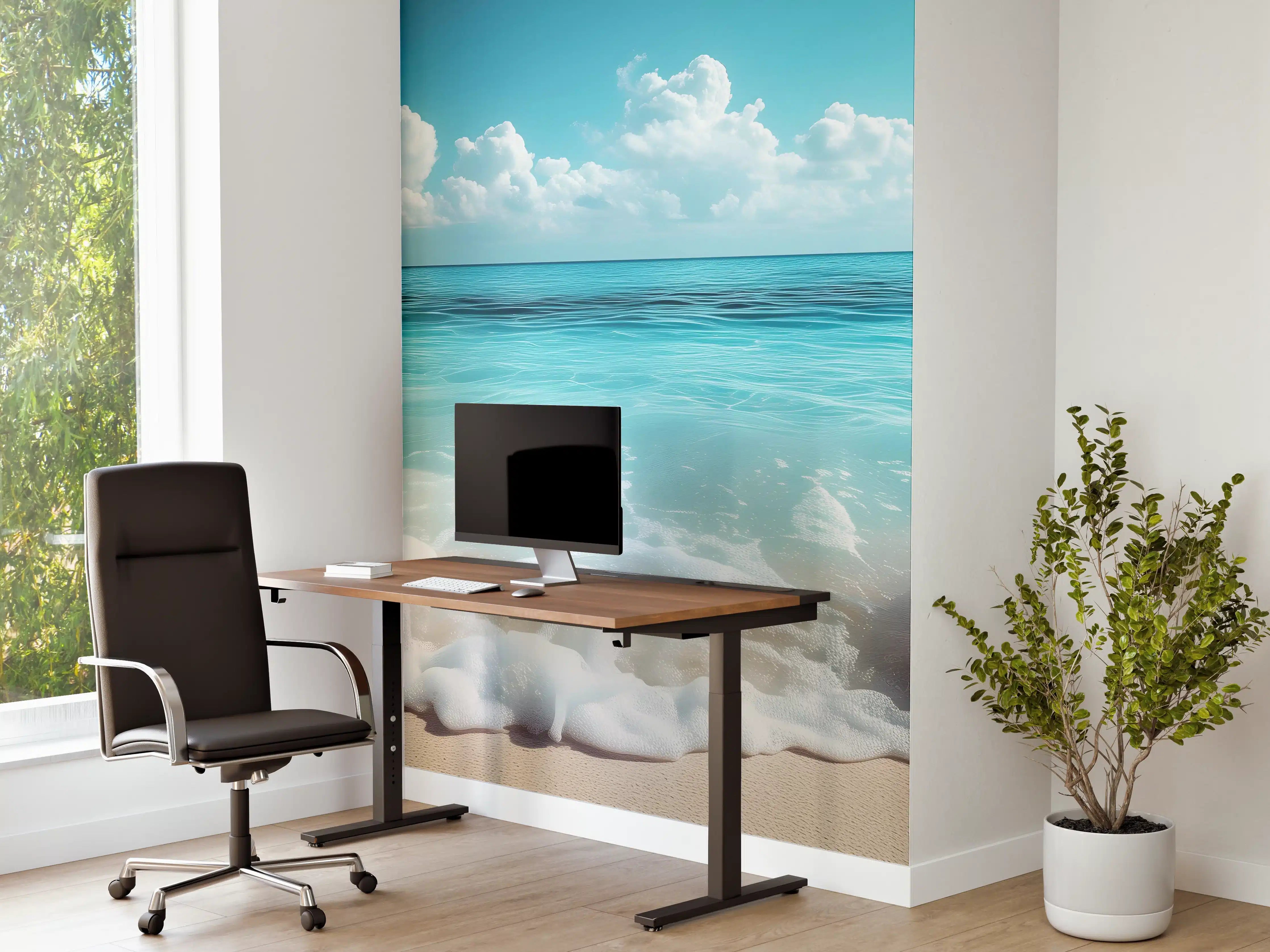 Büro Wandgestaltung - Strand mit orangefarbener Schwimmringe