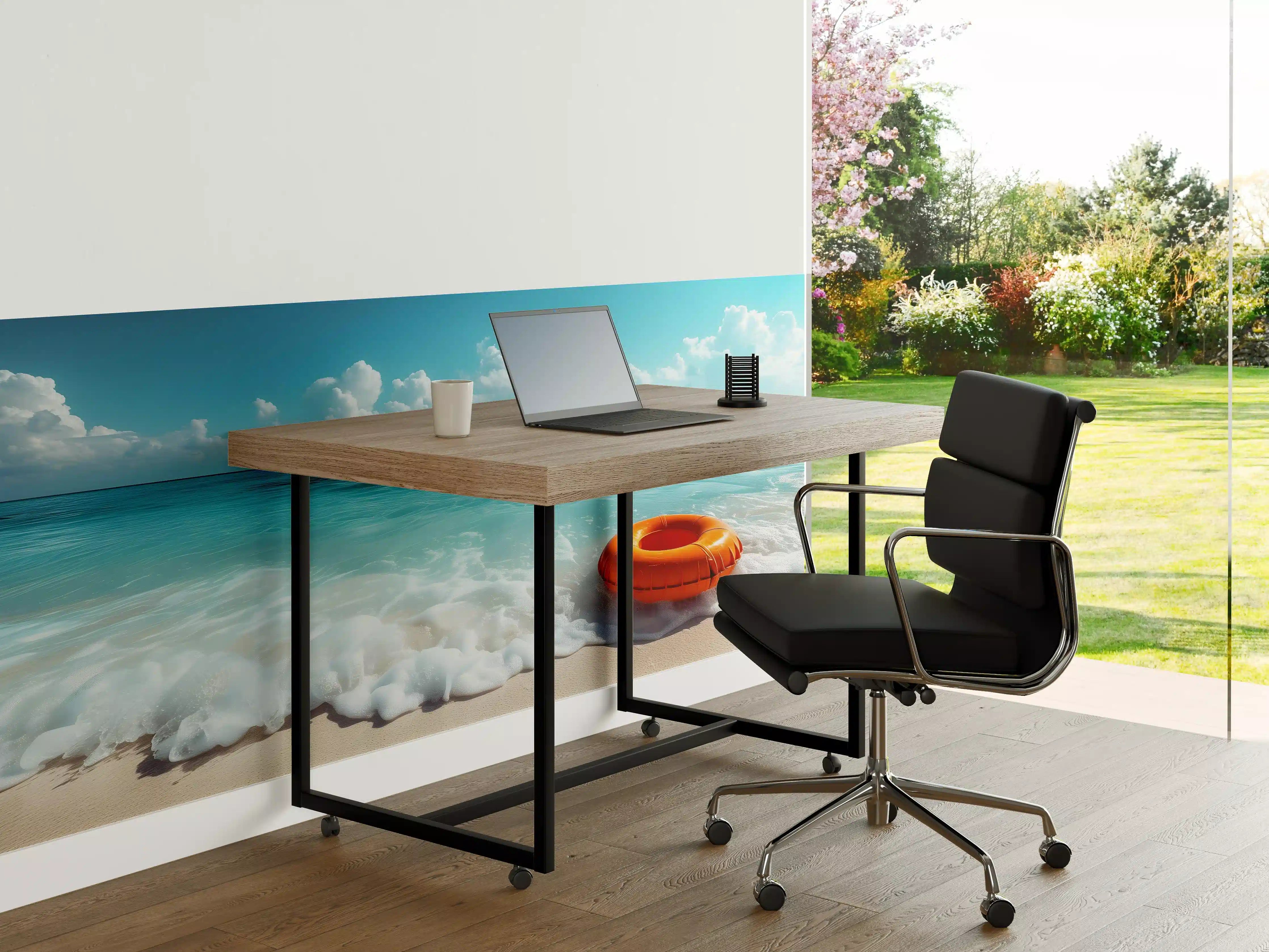 Büro Wandgestaltung - Strand mit orangefarbener Schwimmringe