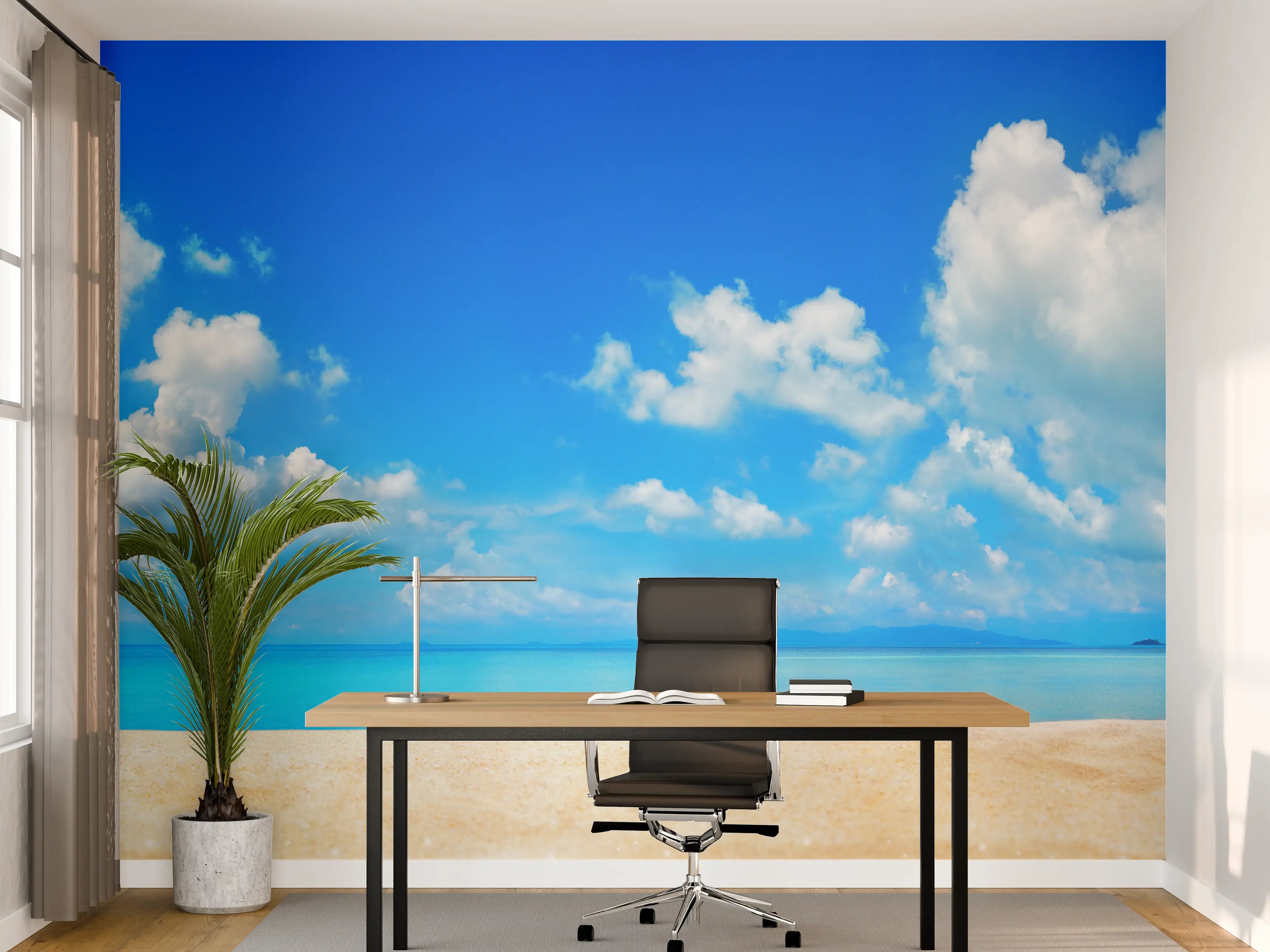 Büro Wandgestaltung - Strandlandschaft unter blauem Himmel