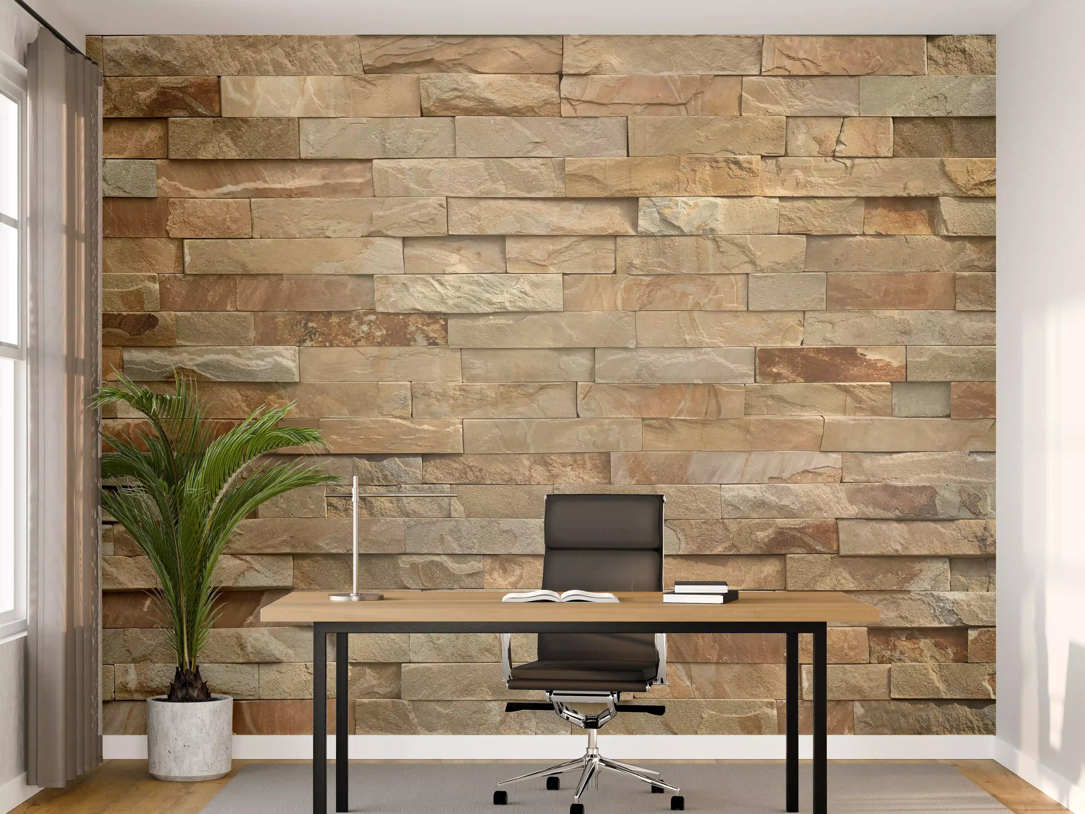 Büro Wandgestaltung - Streifiges Steinwandmuster