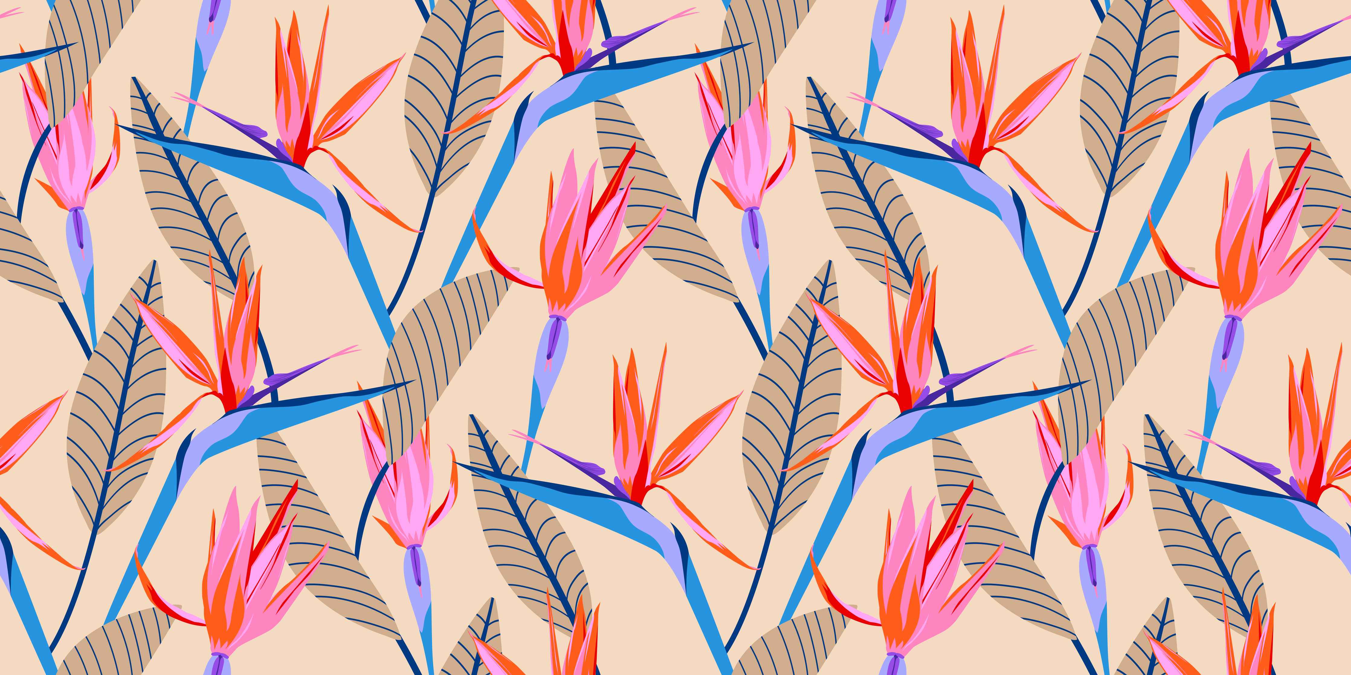 Büro Wandgestaltung-Strelitzia Tropic Rosa-Beige
