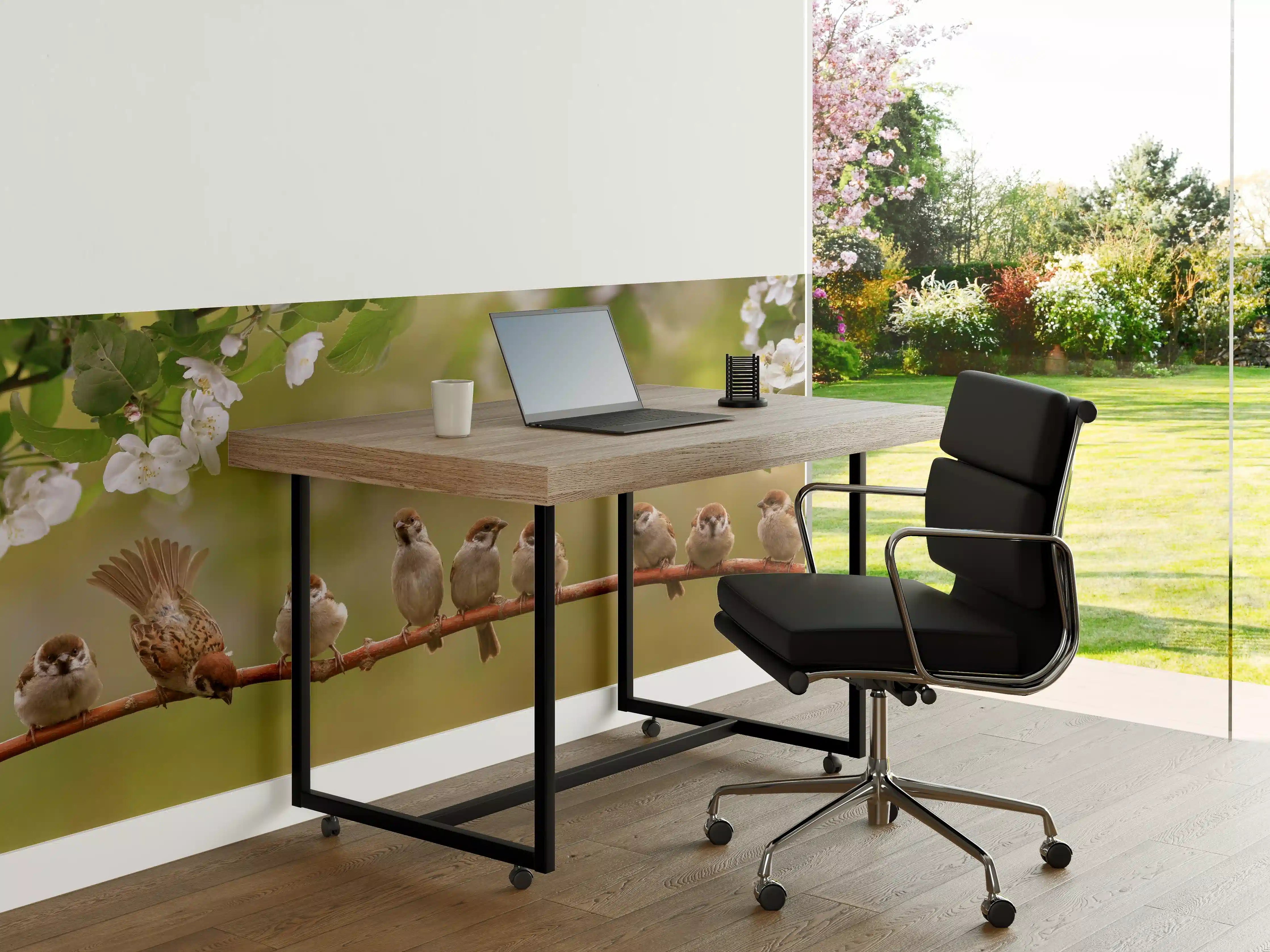 Büro Wandgestaltung - Süße Meisen auf Zweig im Garten