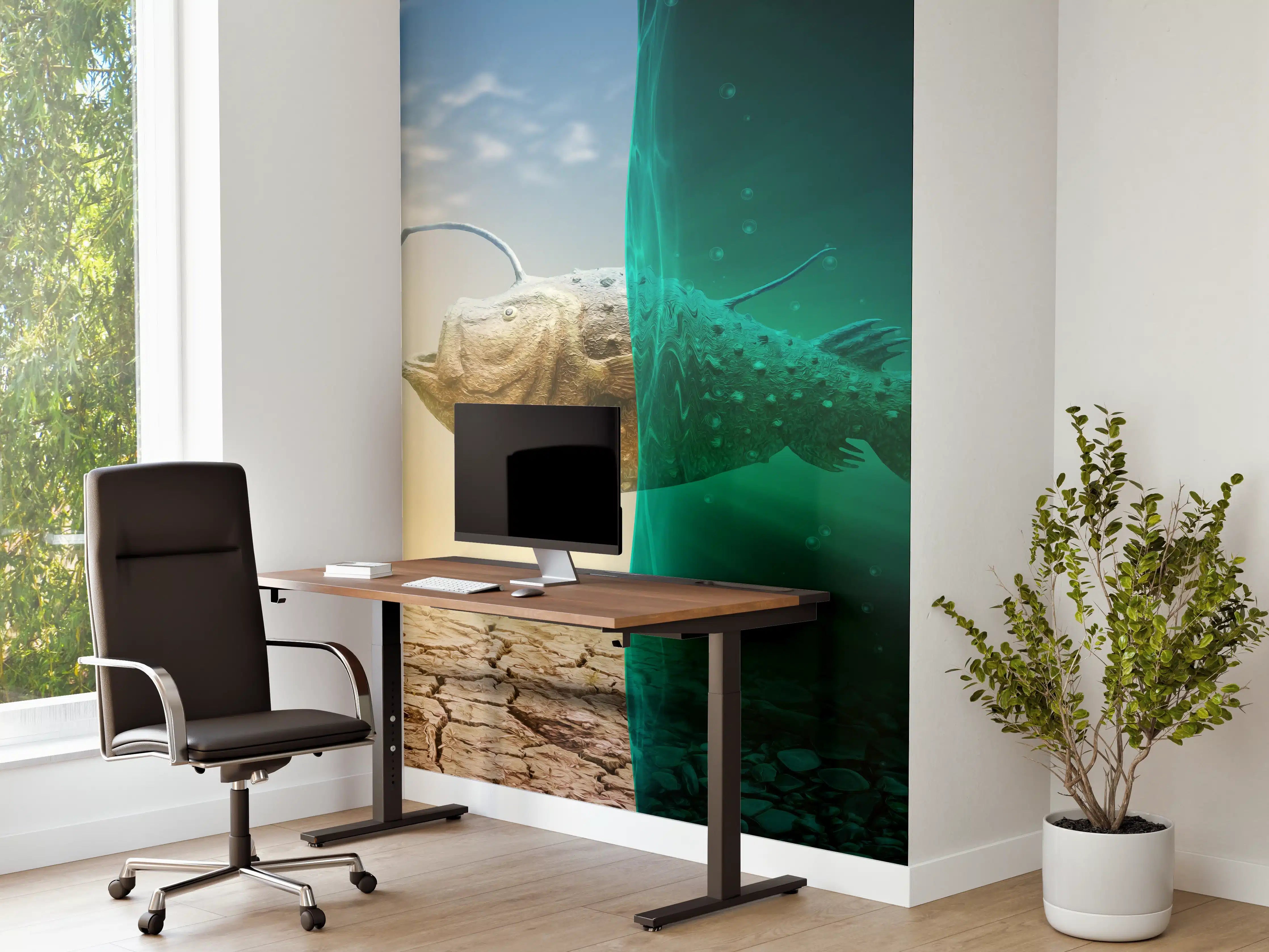 Büro Wandgestaltung - Surreale Anglerfisch Darstellung