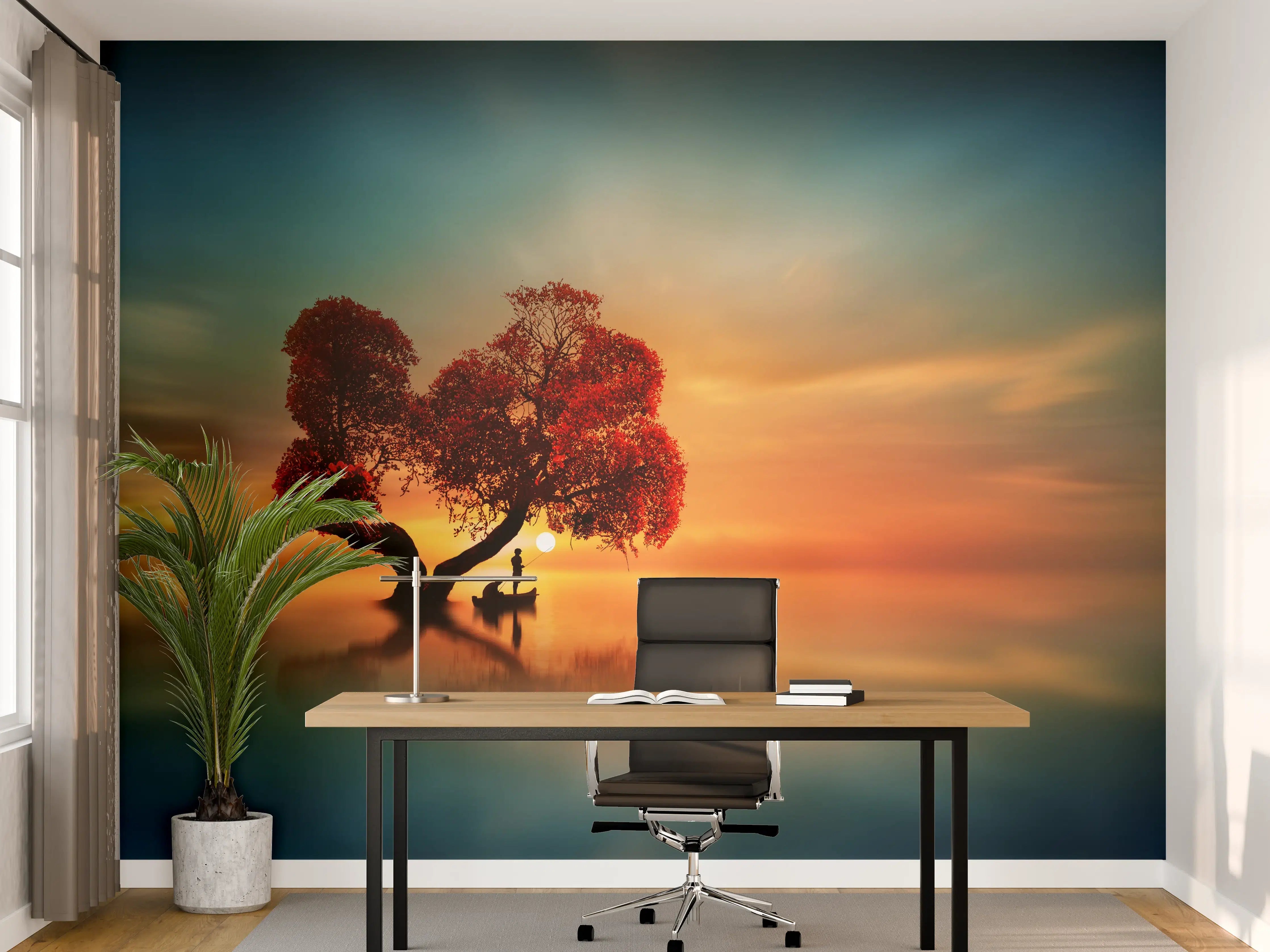 Büro Wandgestaltung - Surreale Fischer-Szenerie