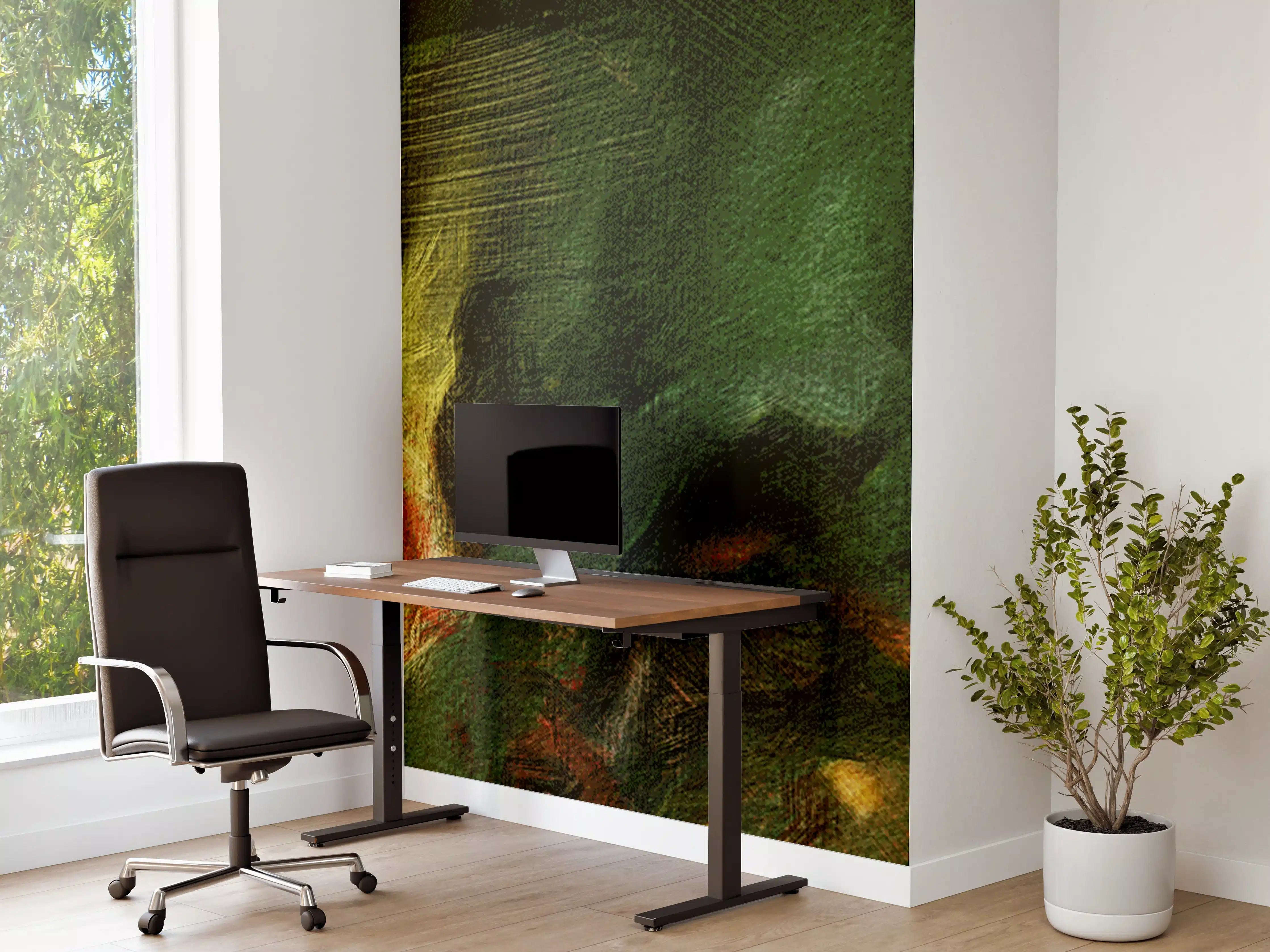 Büro Wandgestaltung - Surreale Grüntöne Öltextur