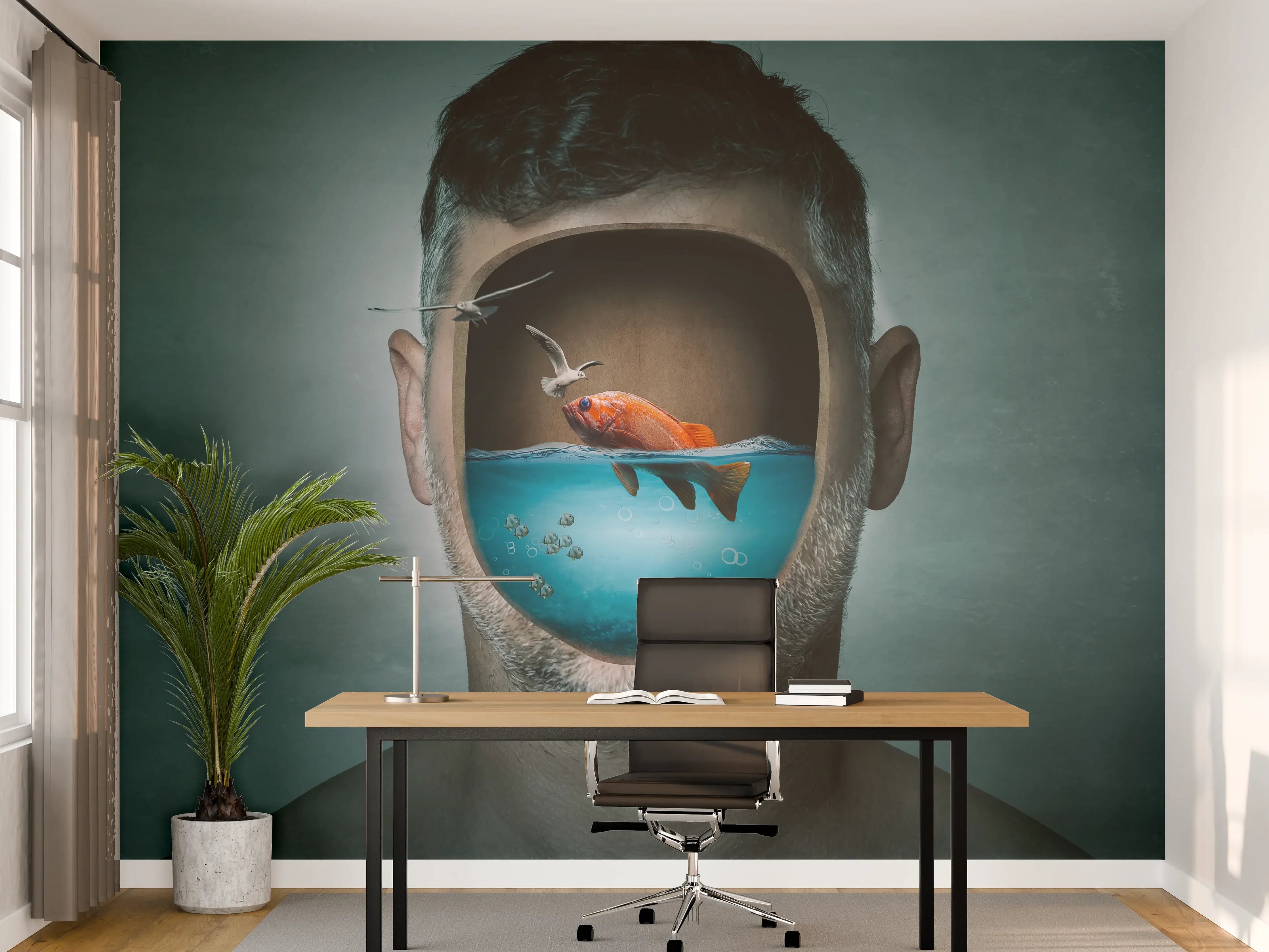 Büro Wandgestaltung - Surreales Wasser-Gesicht Porträt