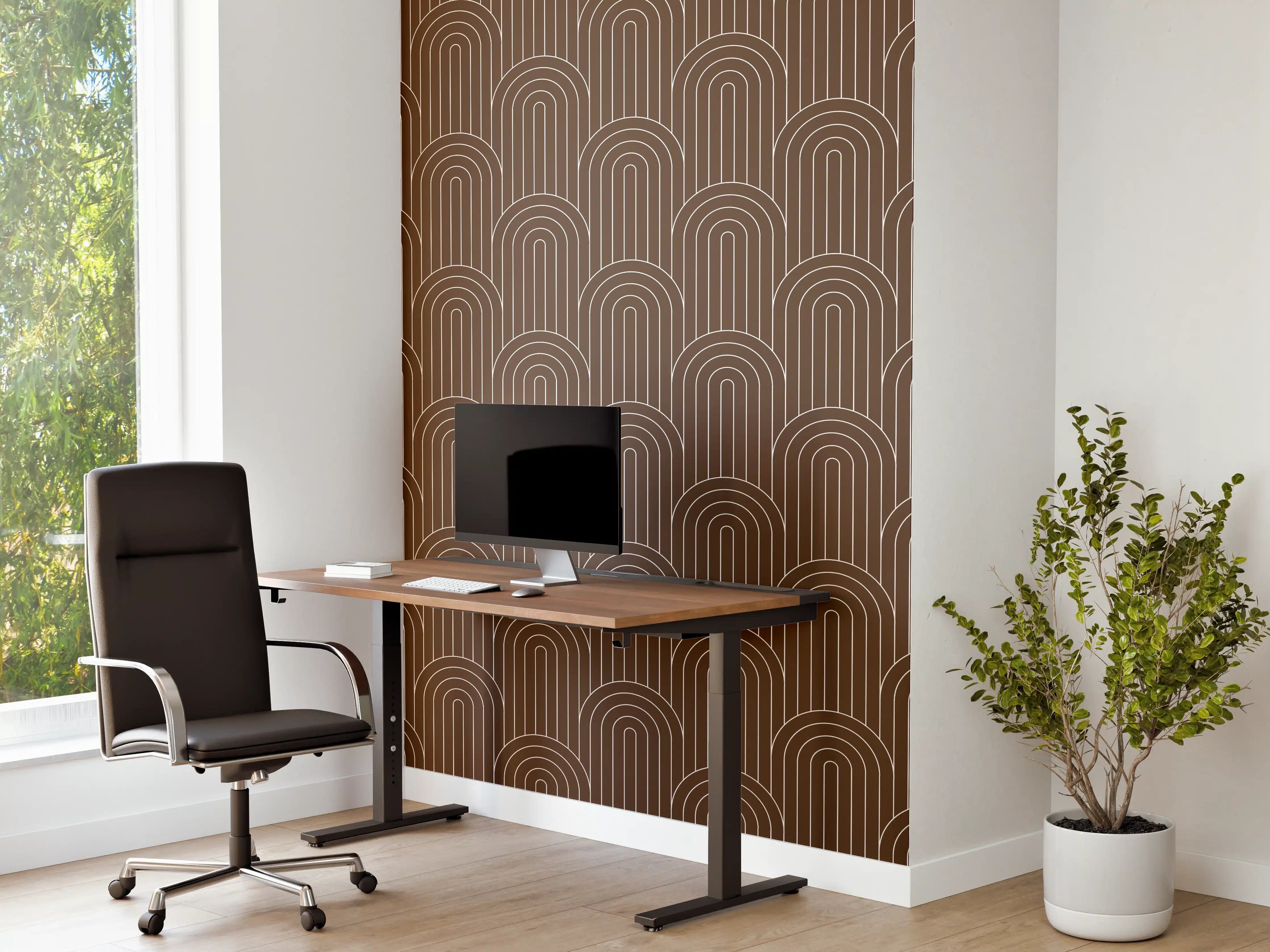 Büro Wandgestaltung - Symmetrische Arcaden mit Kaffee-Charme