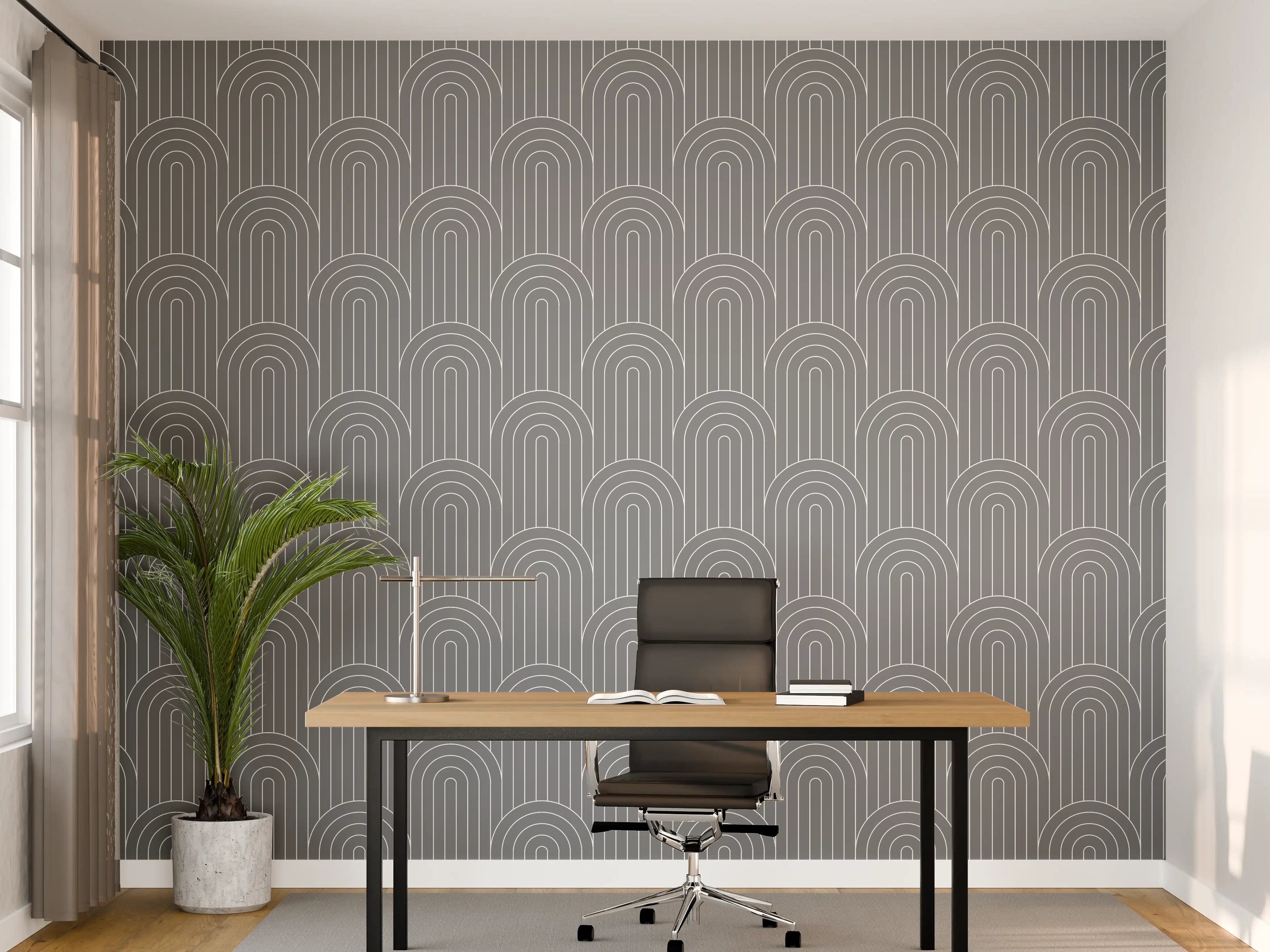 Büro Wandgestaltung - Symmetrische Arcaden mit Piombo-Farbenspiel
