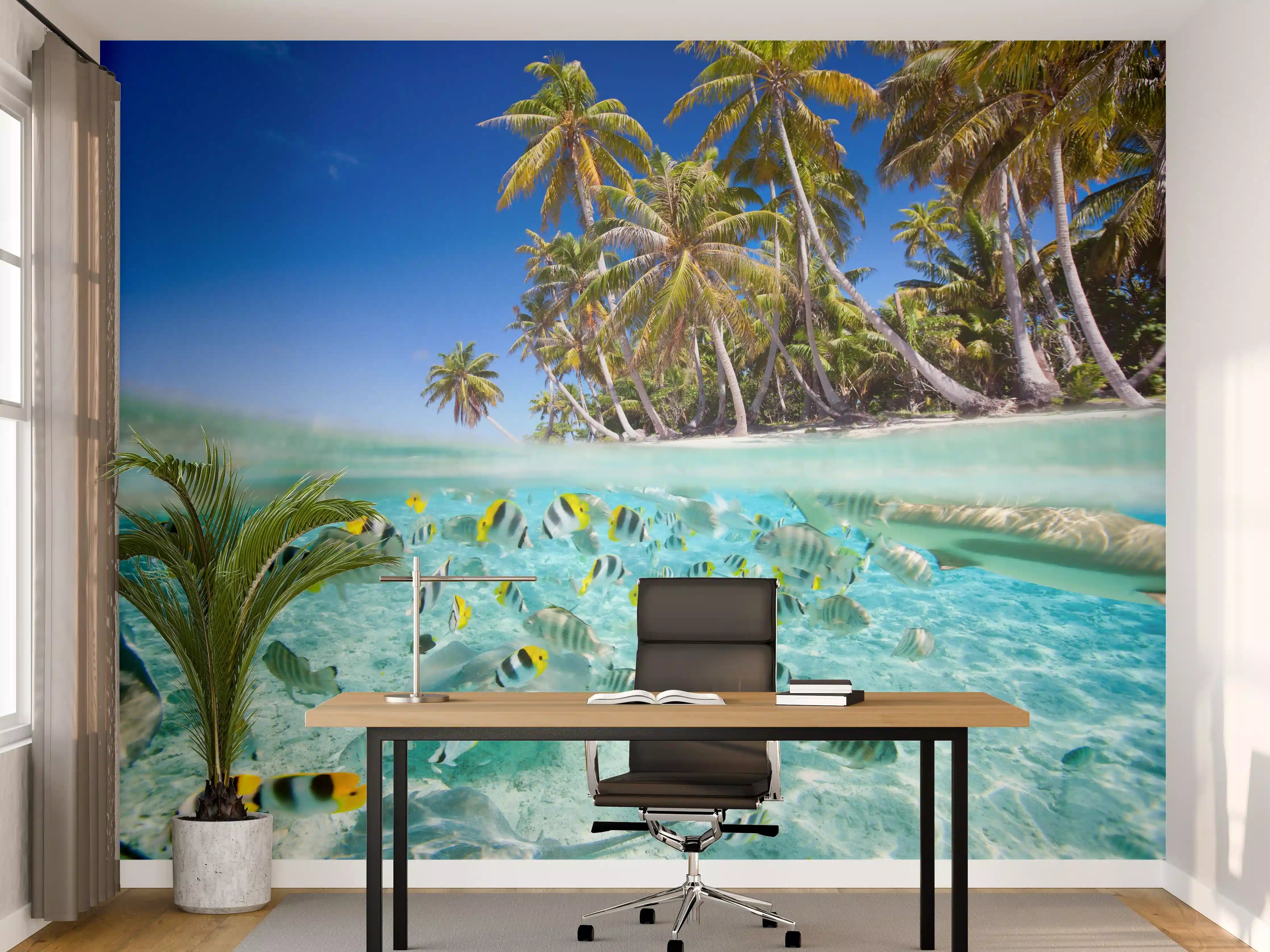 Büro Wandgestaltung - Tahiti - über und unter Wasser