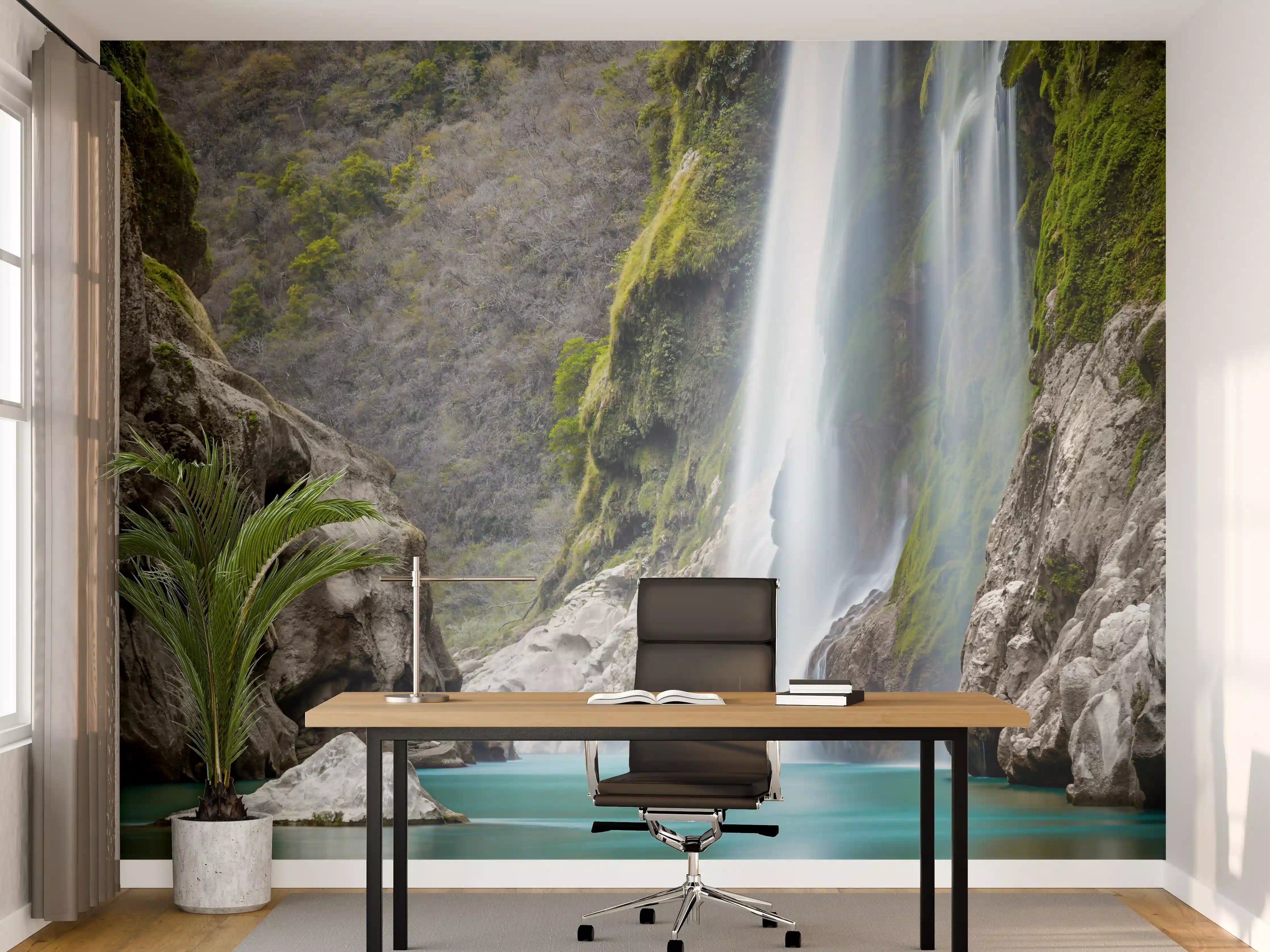 Büro Wandgestaltung - Tamul-Wasserfall am Fluss Tampaon