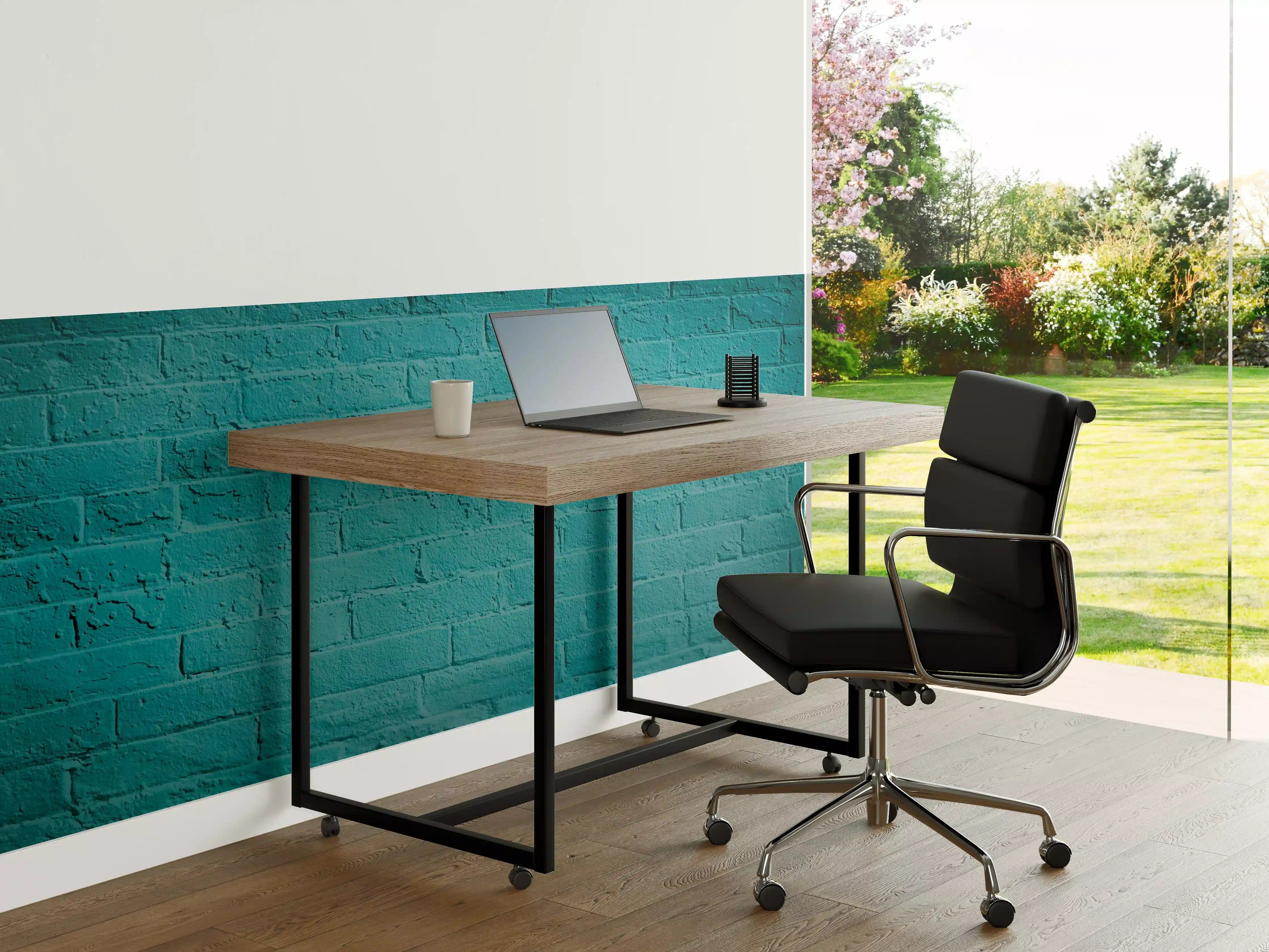 Büro Wandgestaltung - Tealfarbene Backsteinmauer